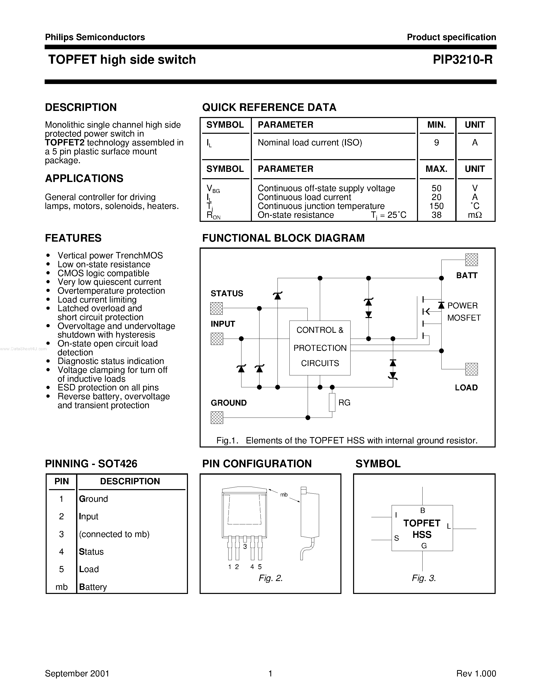 Datasheet PIP3210-R - LOGIC LEVEL TOPFET page 1