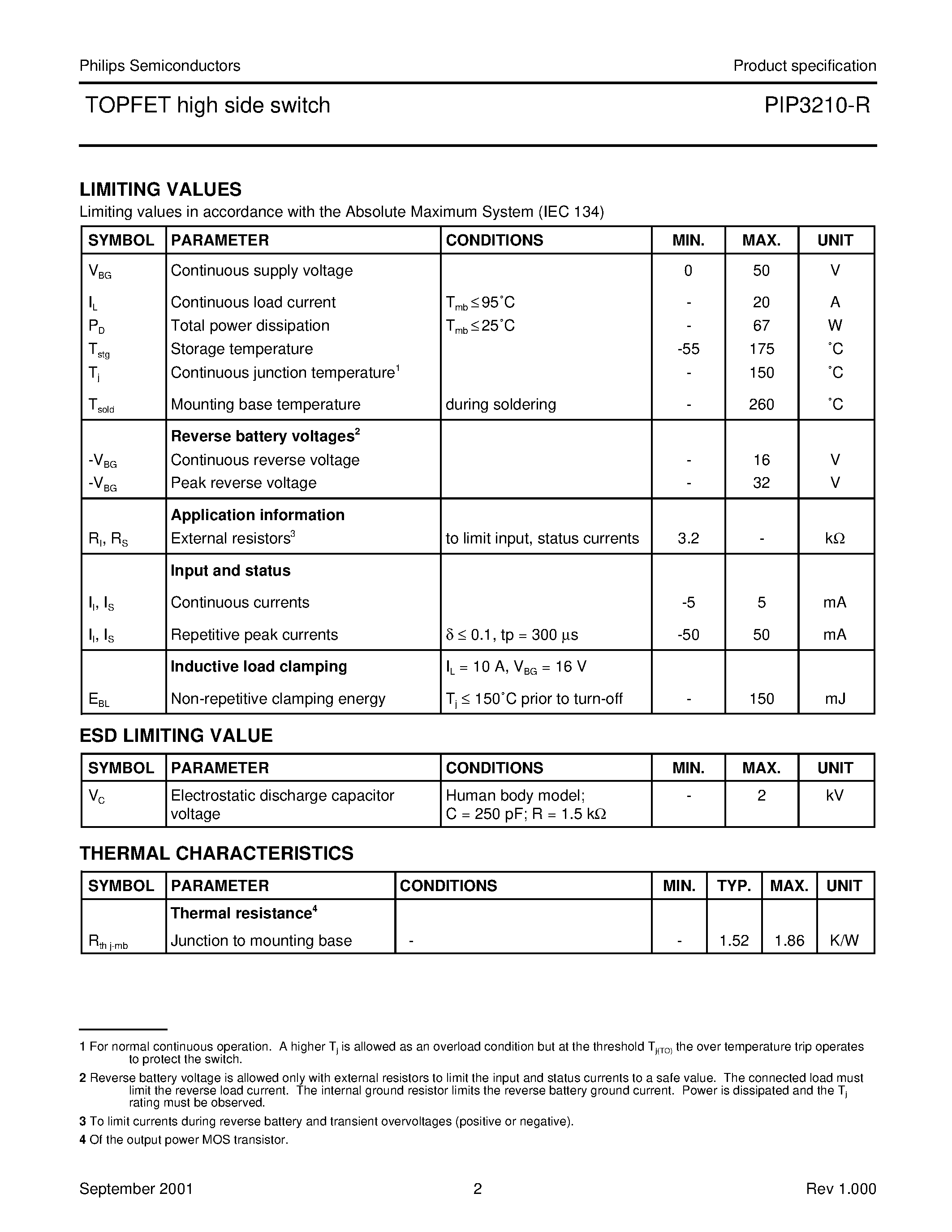 Datasheet PIP3210-R - LOGIC LEVEL TOPFET page 2