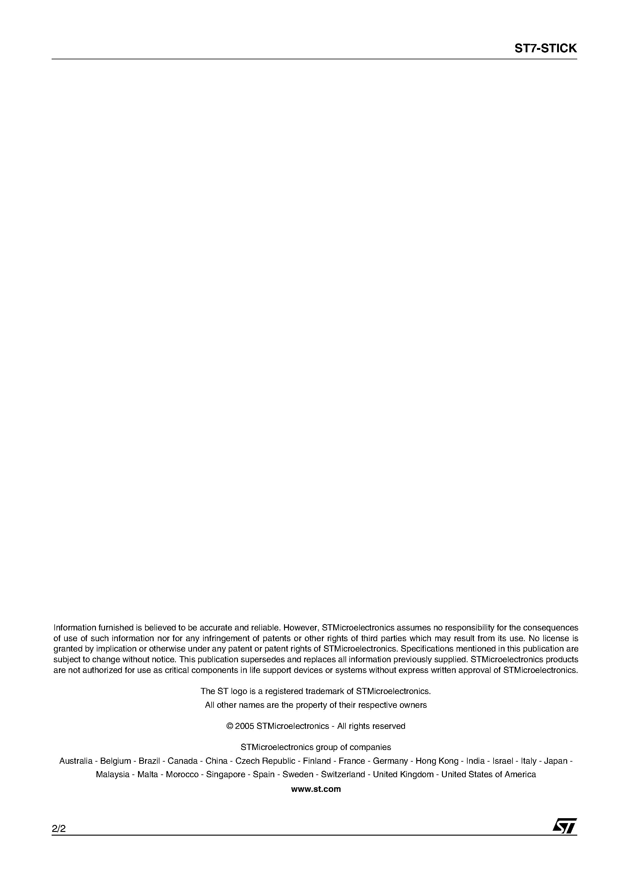 Datasheet ST7-STICK - In-Circuit Programmer page 2