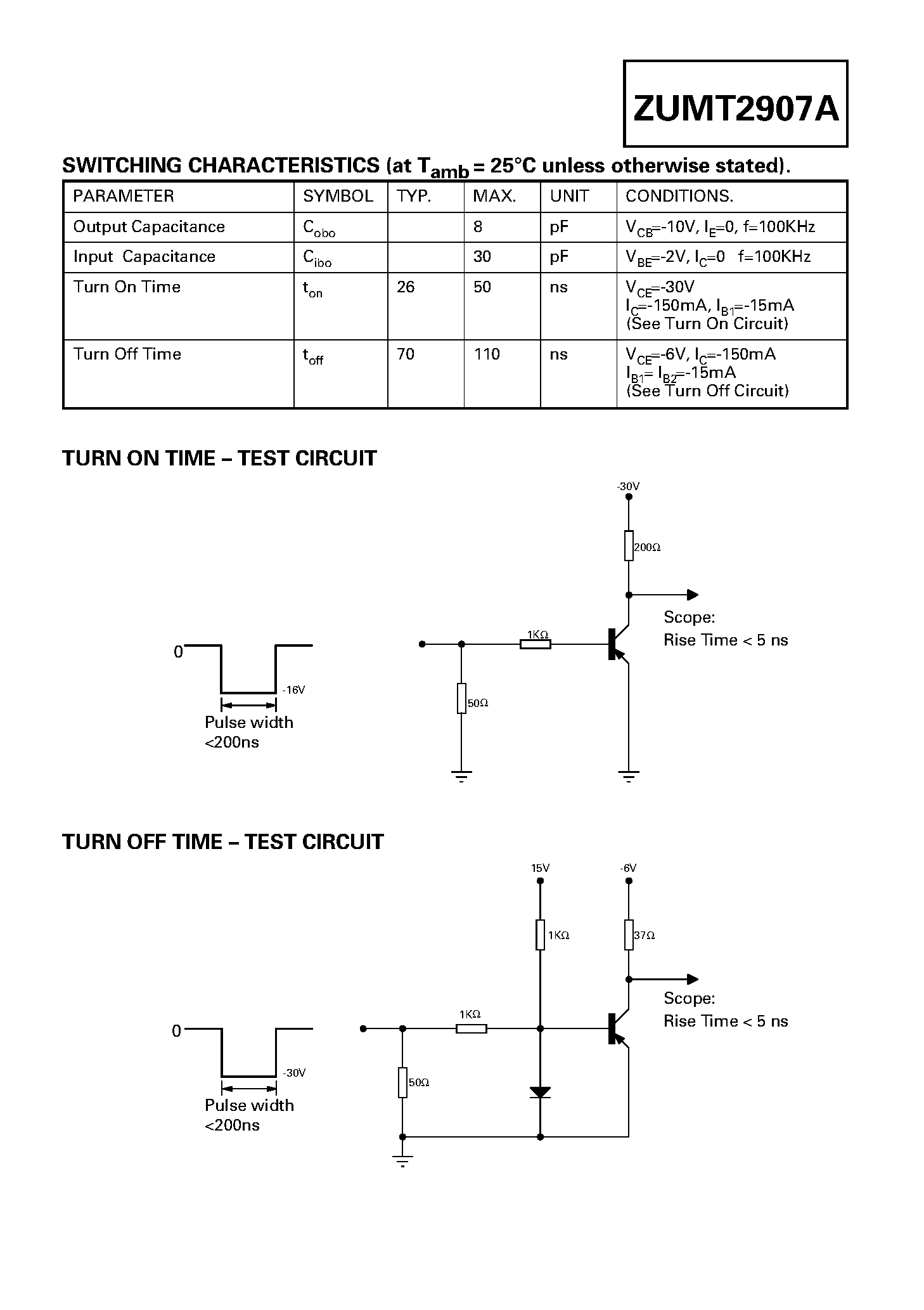 Datasheet ZUMT2907A - PNP SILICON PLANAR SWITCHING TRANSISTOR page 2