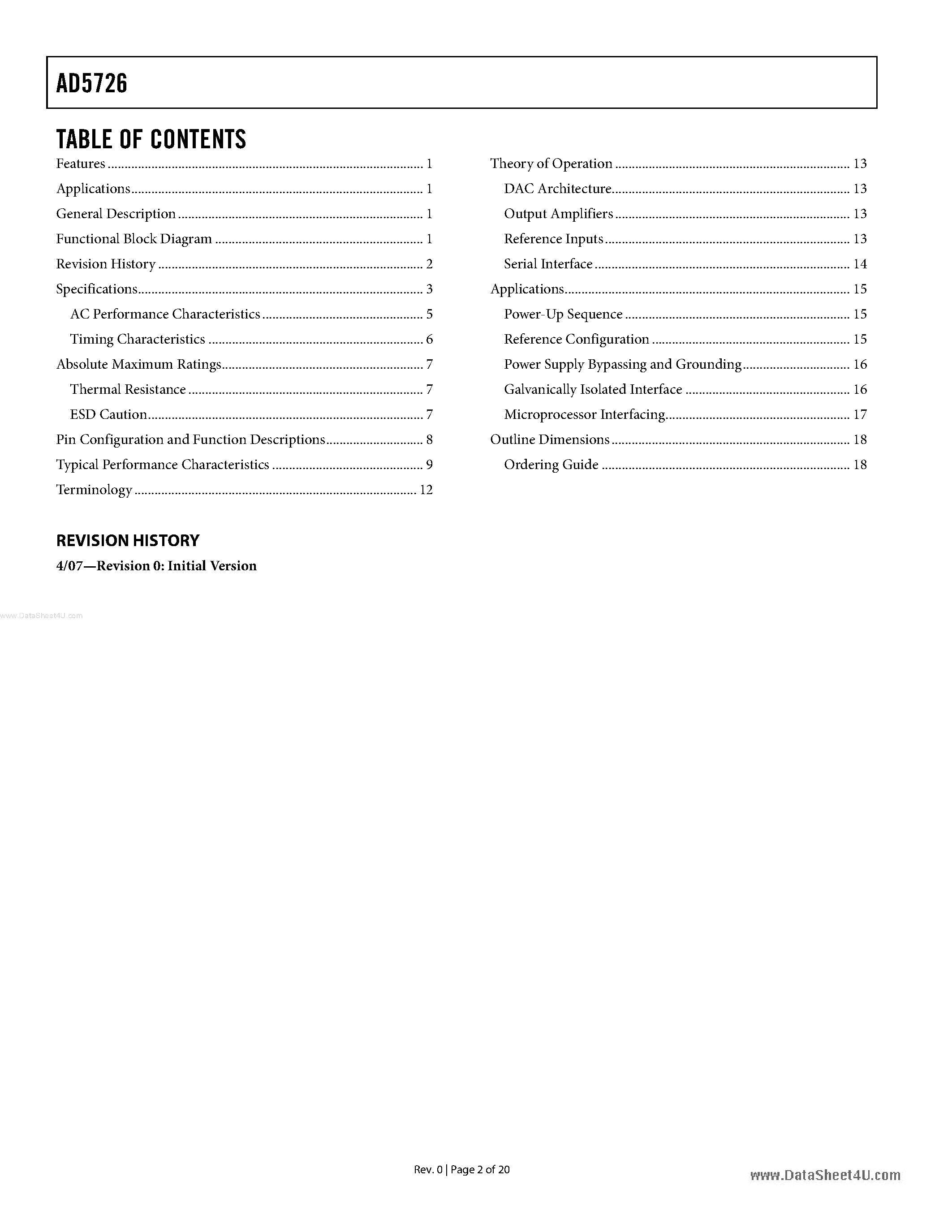 Datasheet AD5726 - Voltage Output DAC page 2