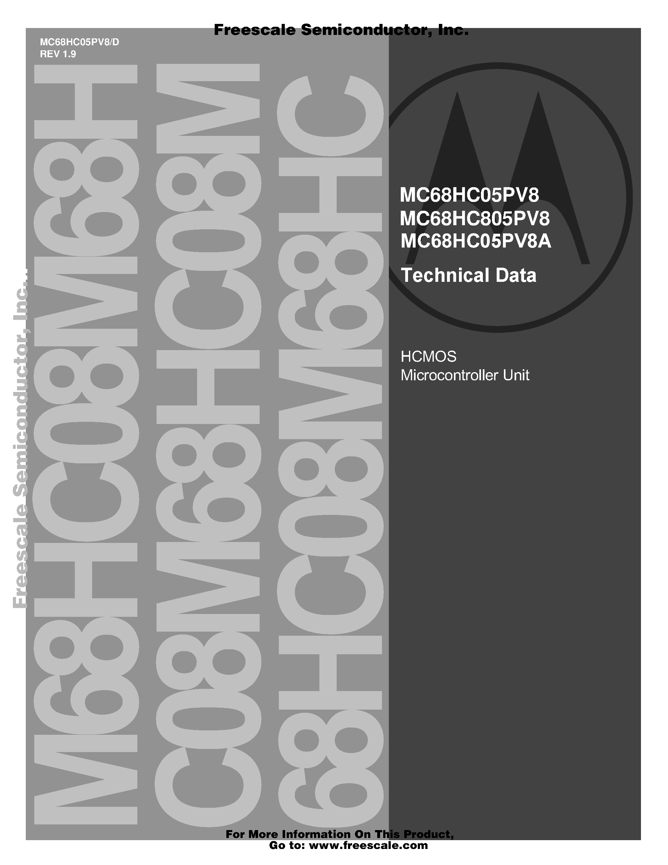 Даташит MC68HC05PV8 - Techinal Data страница 1