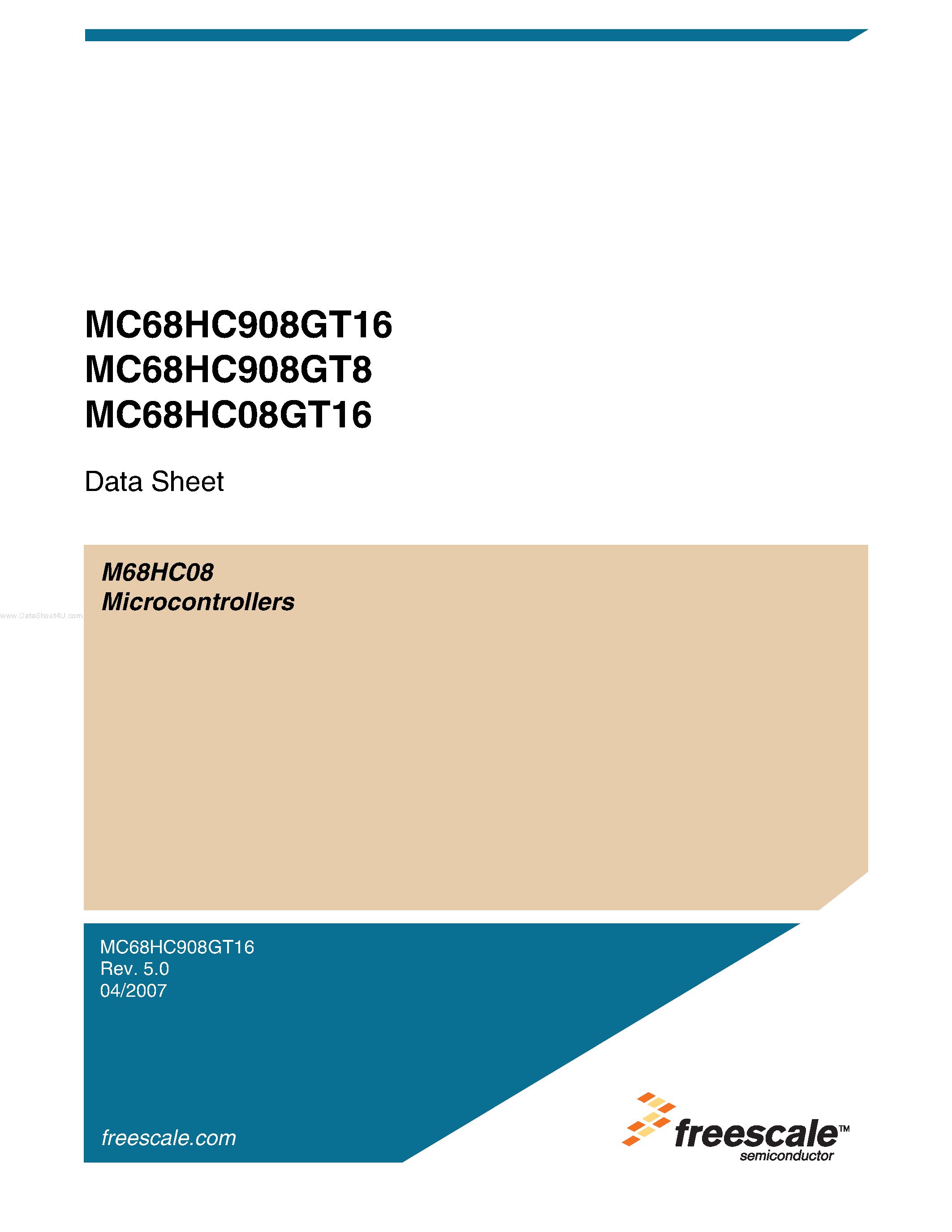 Datasheet MC68HC08GT16 - (MC68HC08GTxx) Microcontrollers page 1