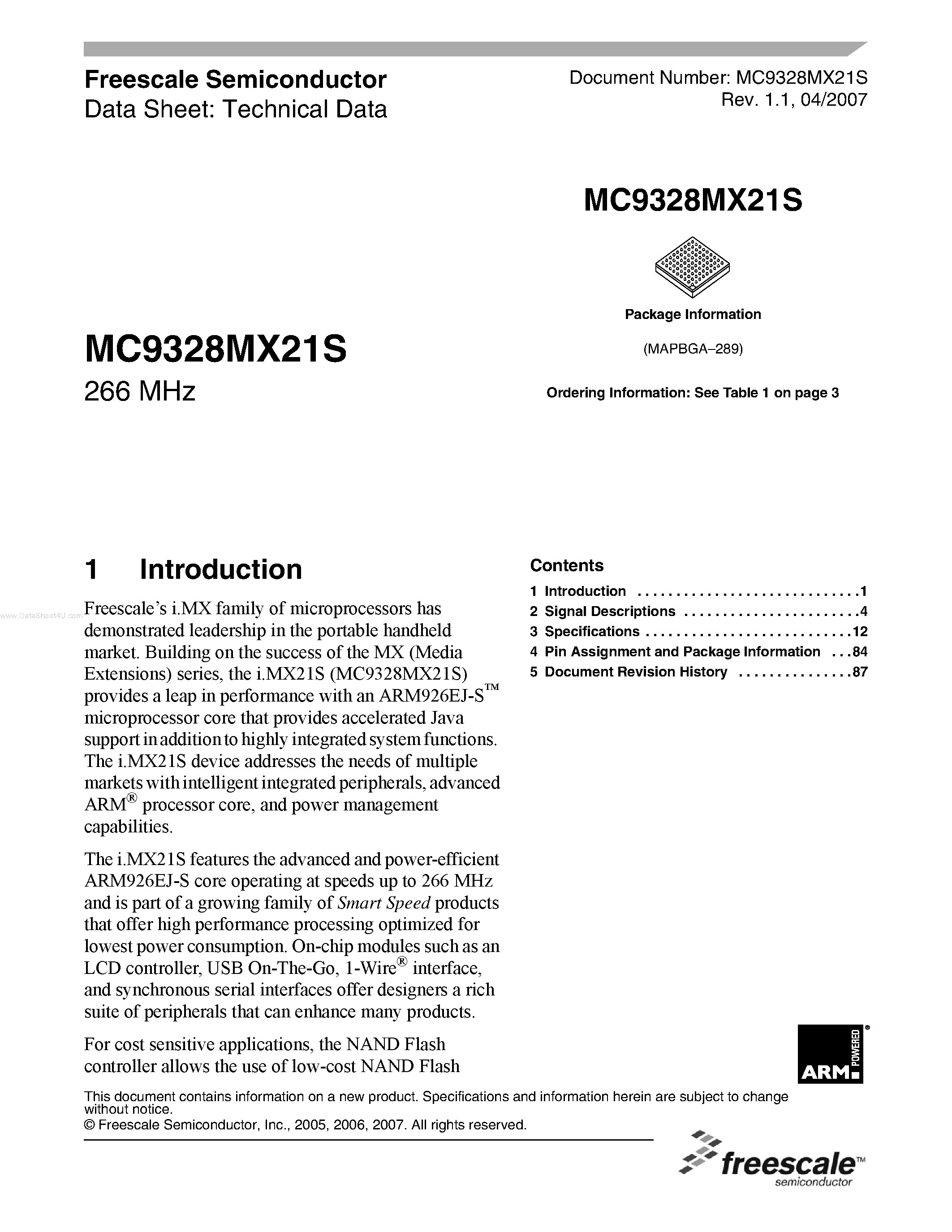 Даташит MC9328MX21S - MX family of microprocessors страница 1