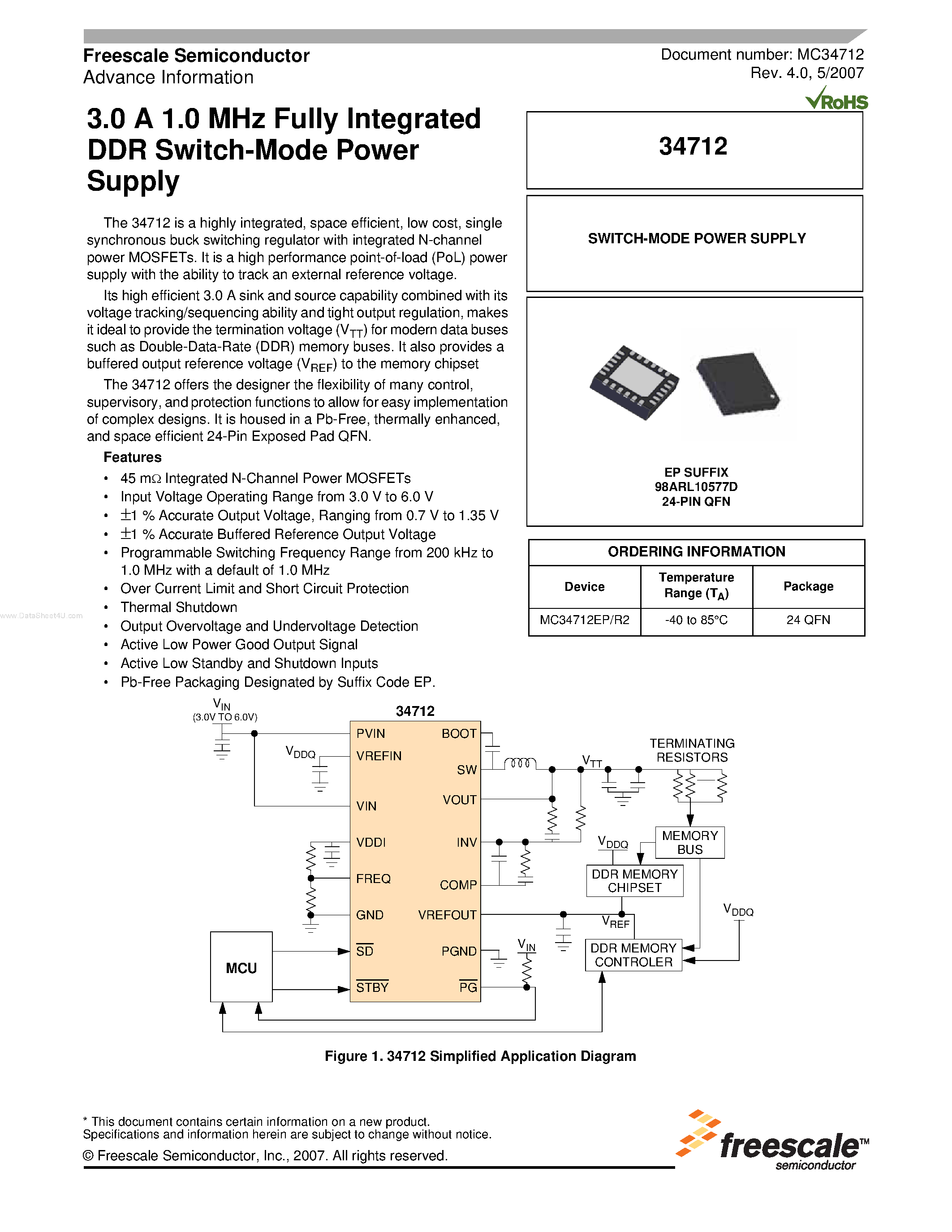 Даташит MC34712 - Fully Integrated DDR Switch-Mode Power Supply страница 1