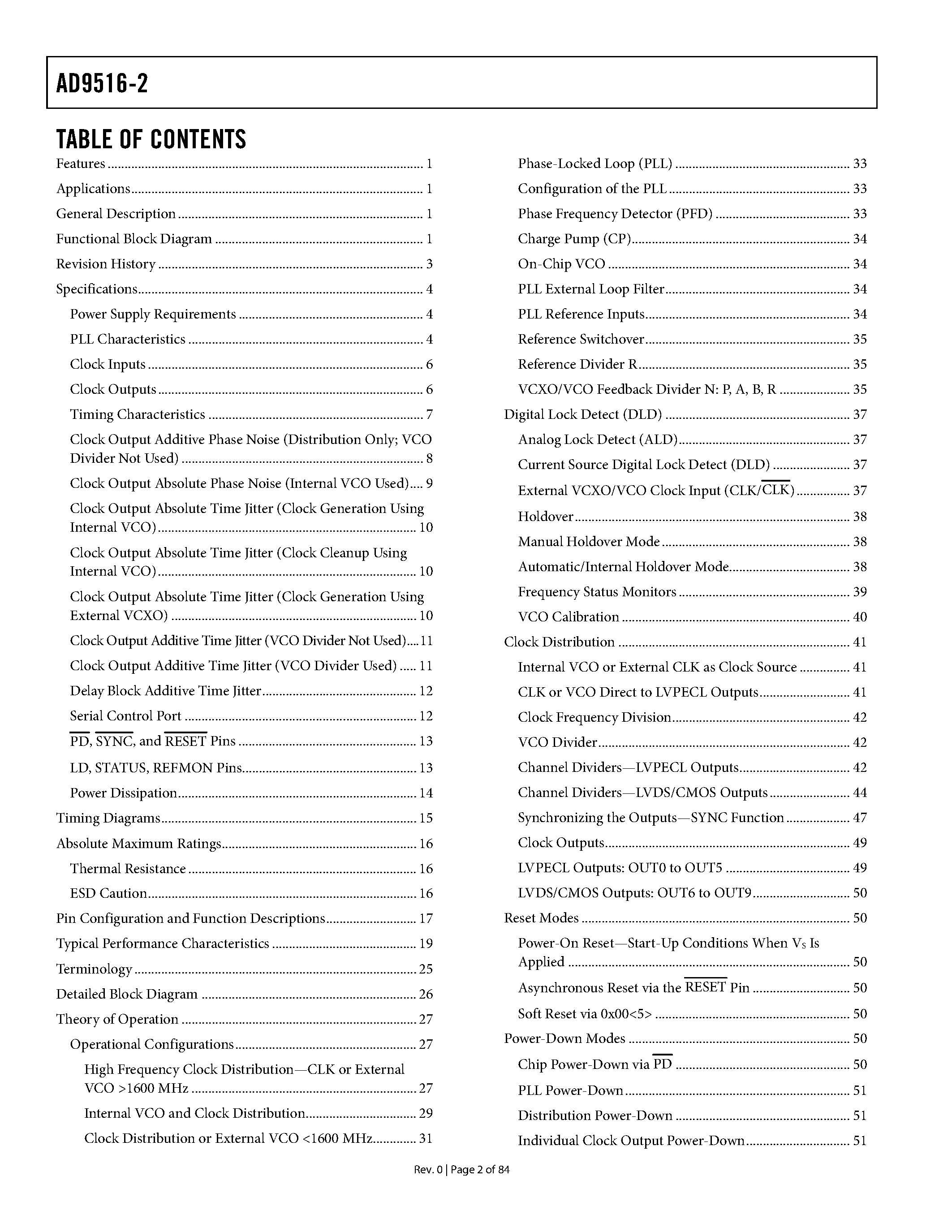 Datasheet AD9516-2 - 14-Output Clock Generator page 2