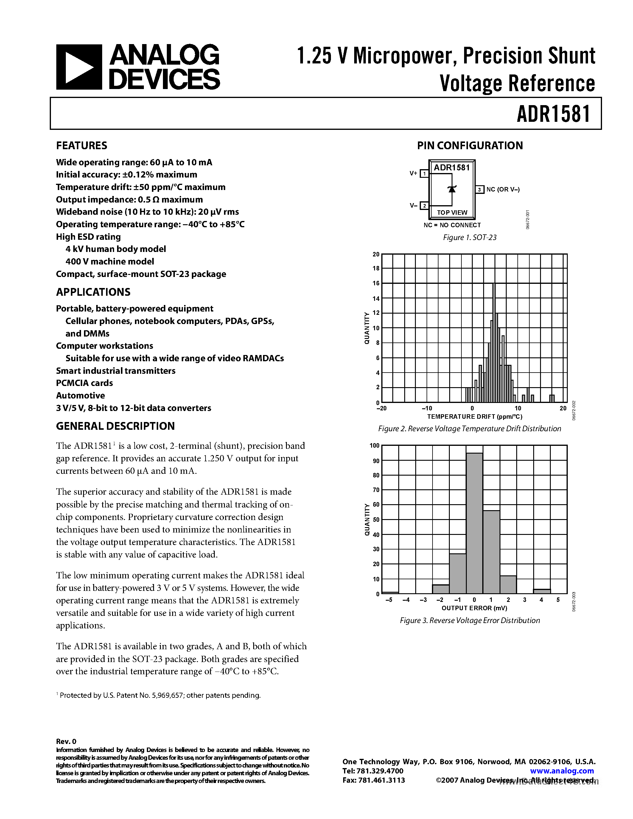 Datasheet ADR1581 - Precision Shunt Voltage Reference page 1