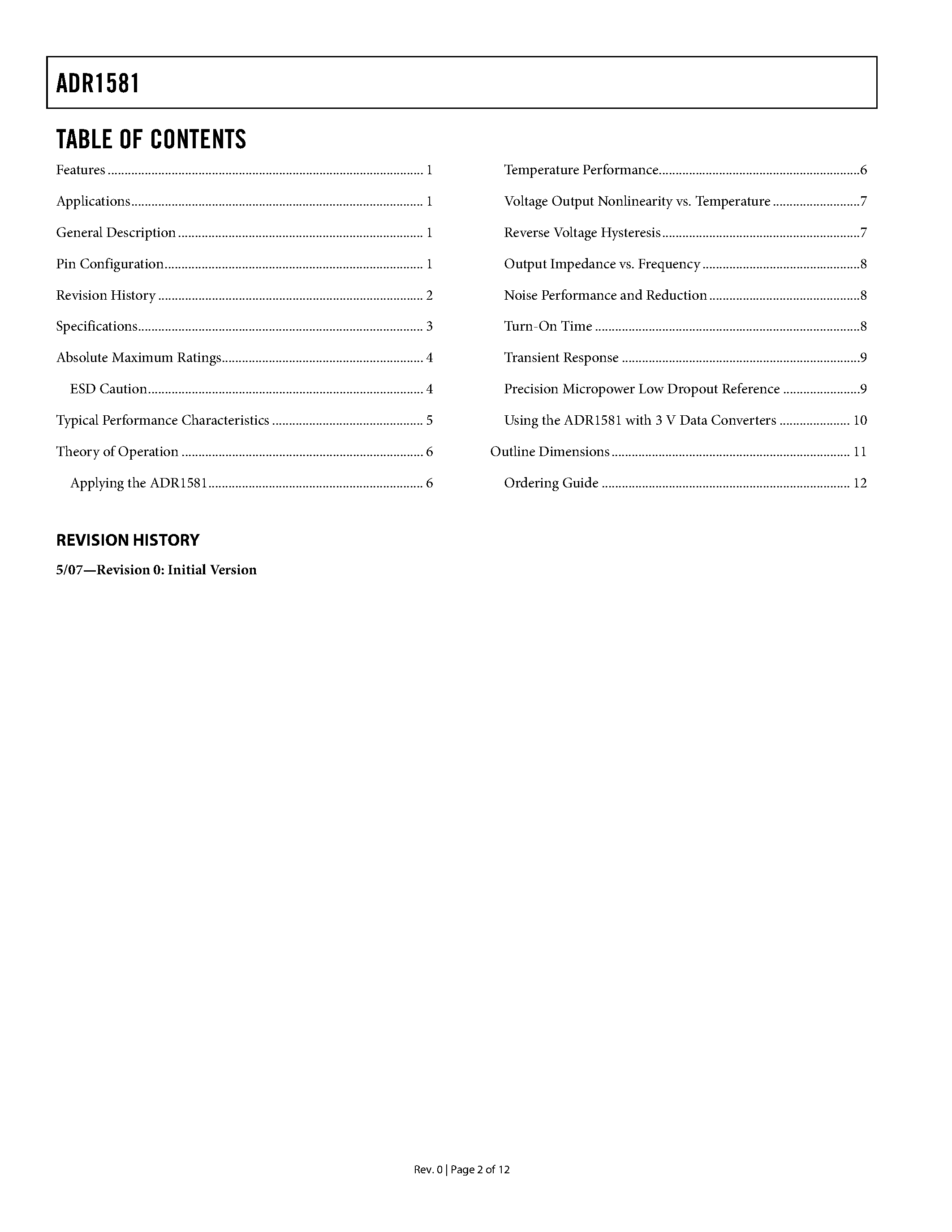 Datasheet ADR1581 - Precision Shunt Voltage Reference page 2