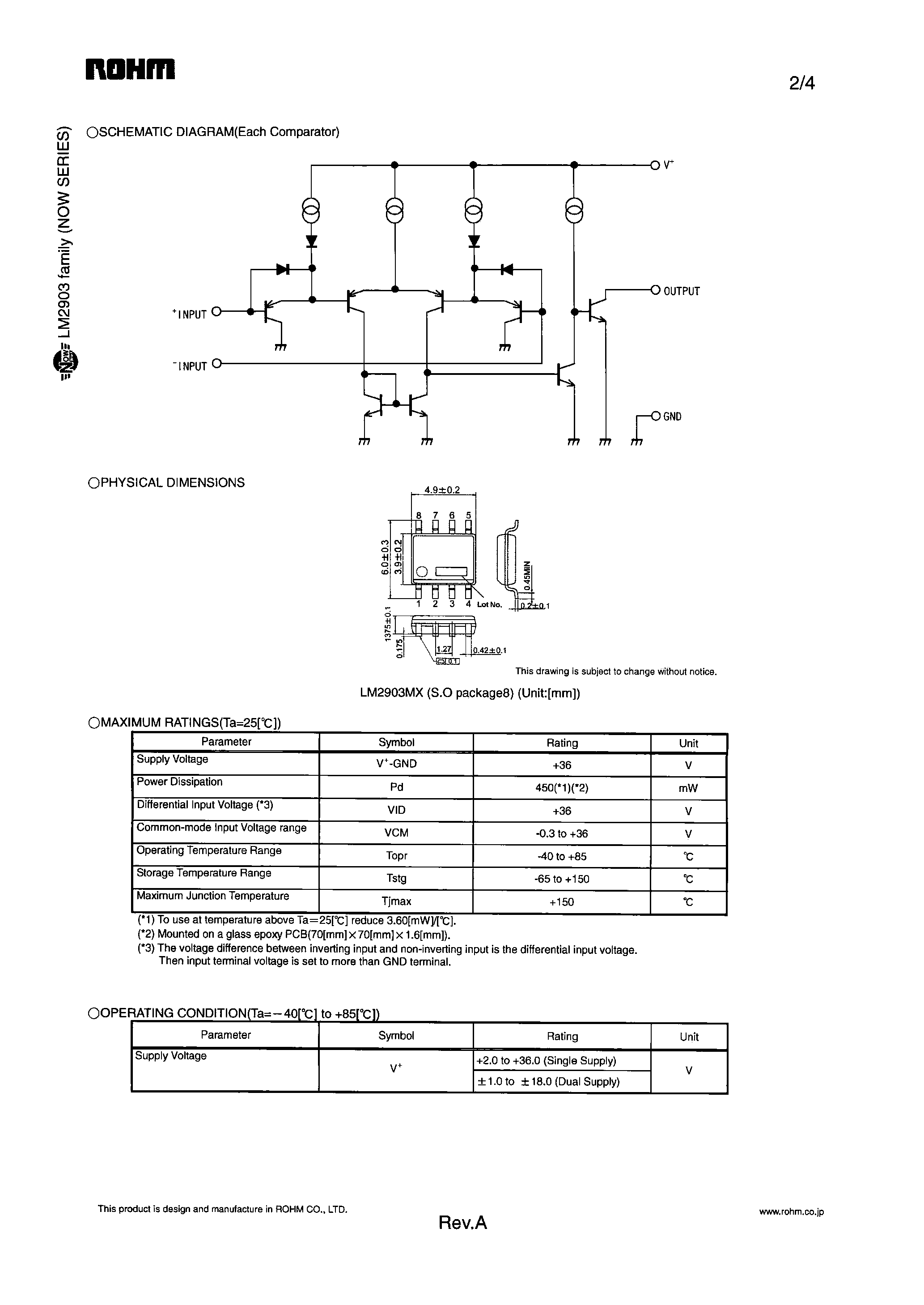 Datasheet LM2903MX - SILICON MONNOLITHIC INTEGRATED CIRCUIT page 2