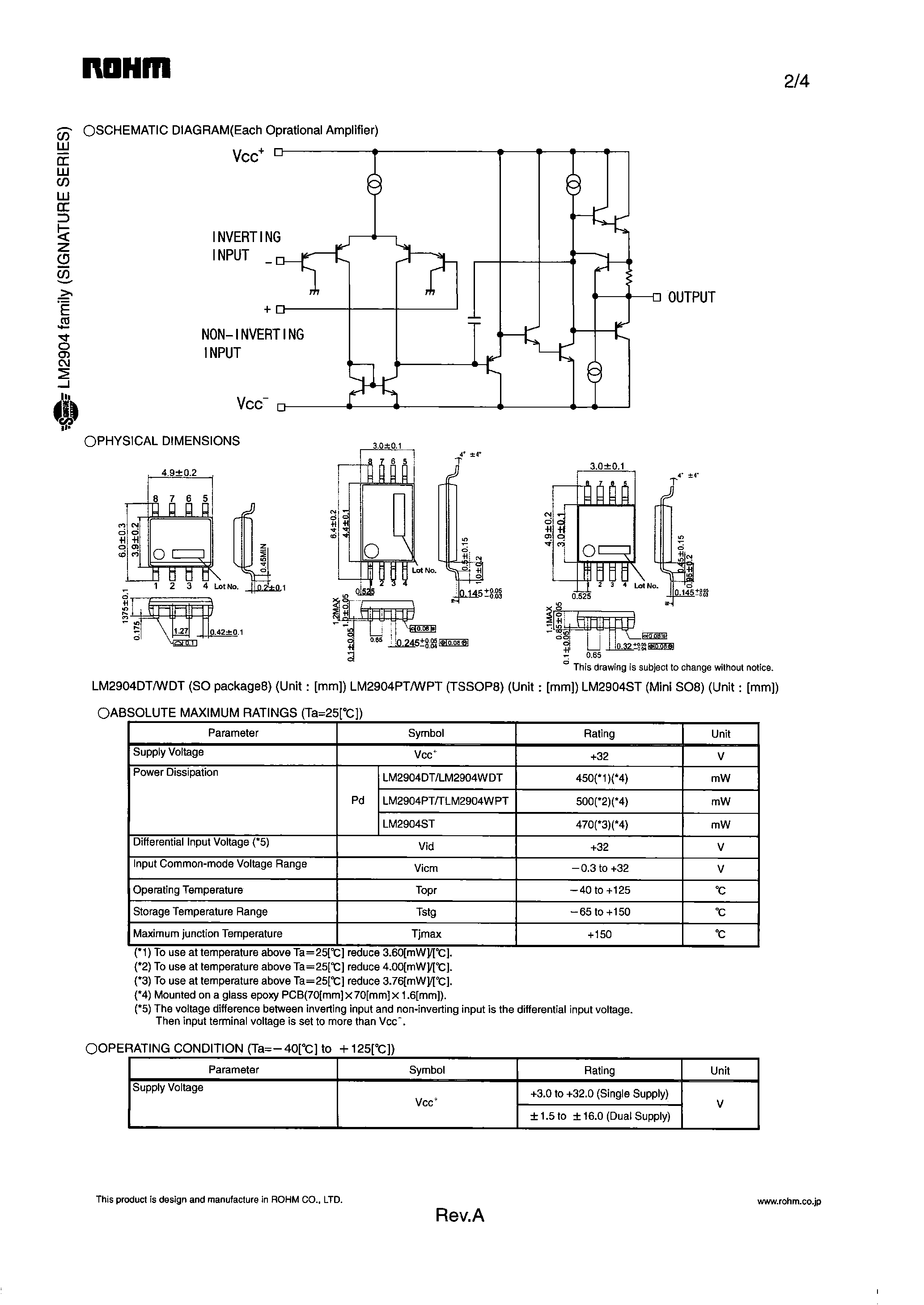 Lm2904 схема усилитель LM2904DT даташит Rohm техническое описание радиодетали, (LM2904xx) SILICON MONNO