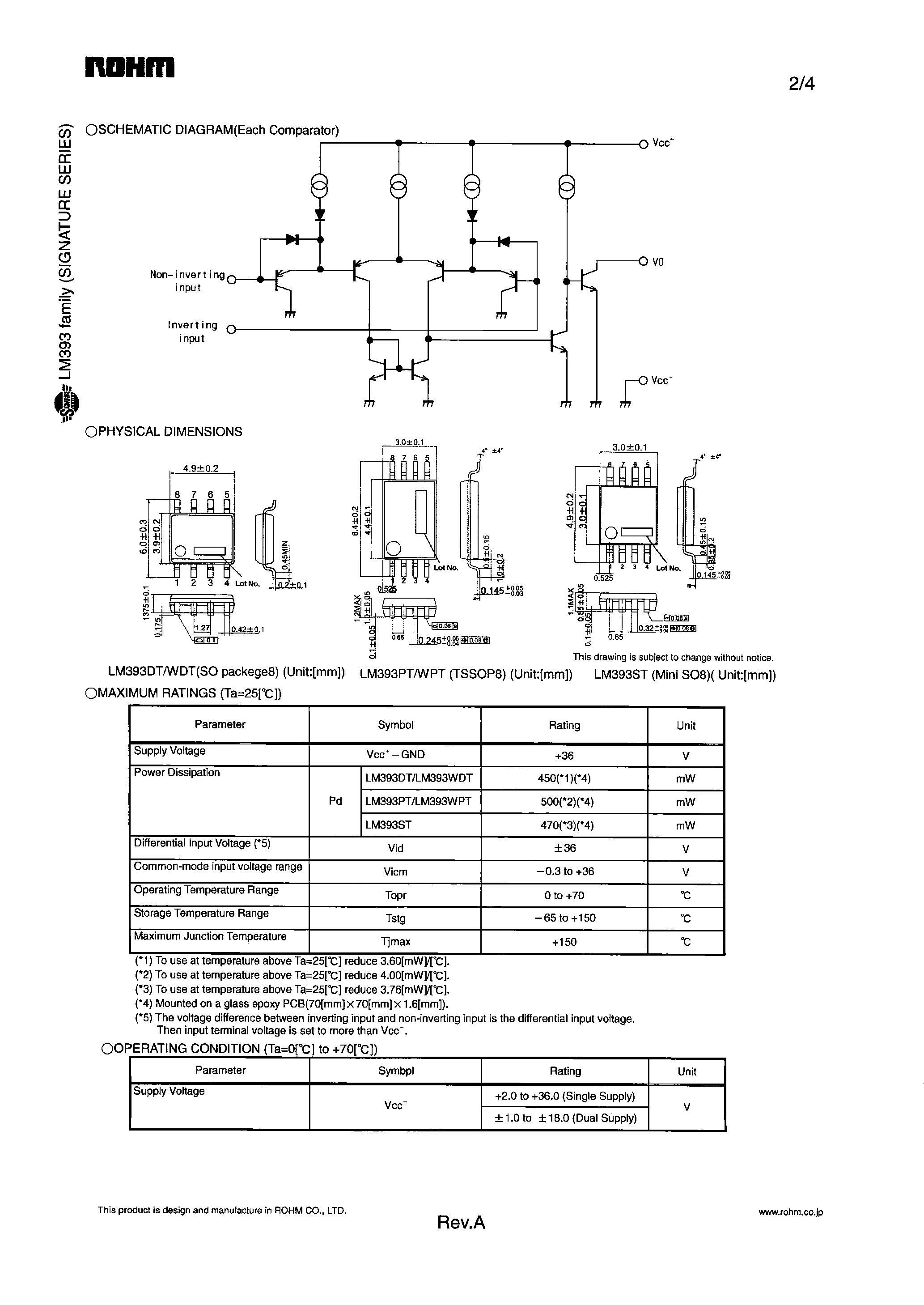 Даташит LM393DT - (LM393xx) SILICON MONNOLITHIC INTEGRATED CIRCUIT страница 2