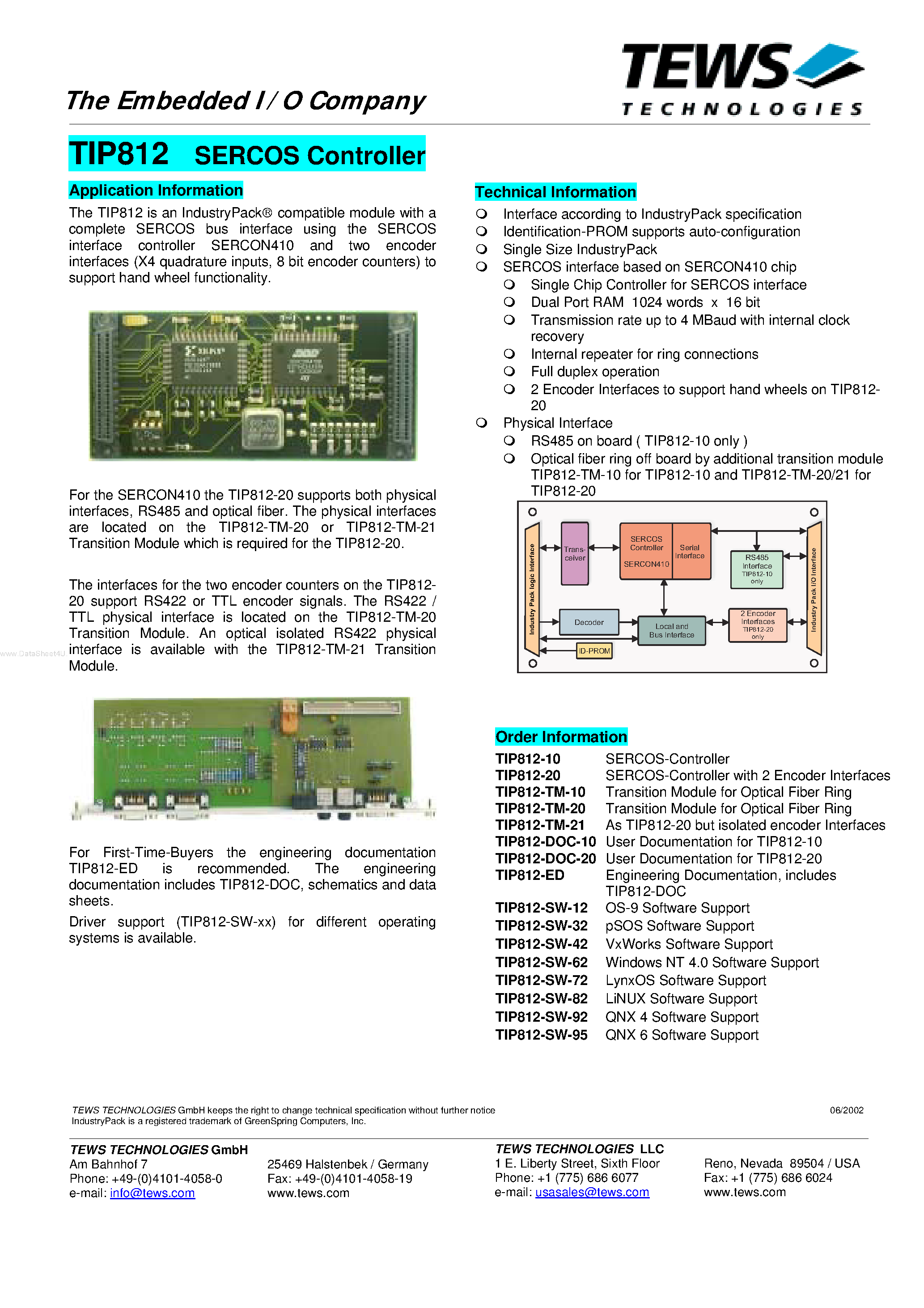 Даташит TIP812 - SERCOS Controller страница 1