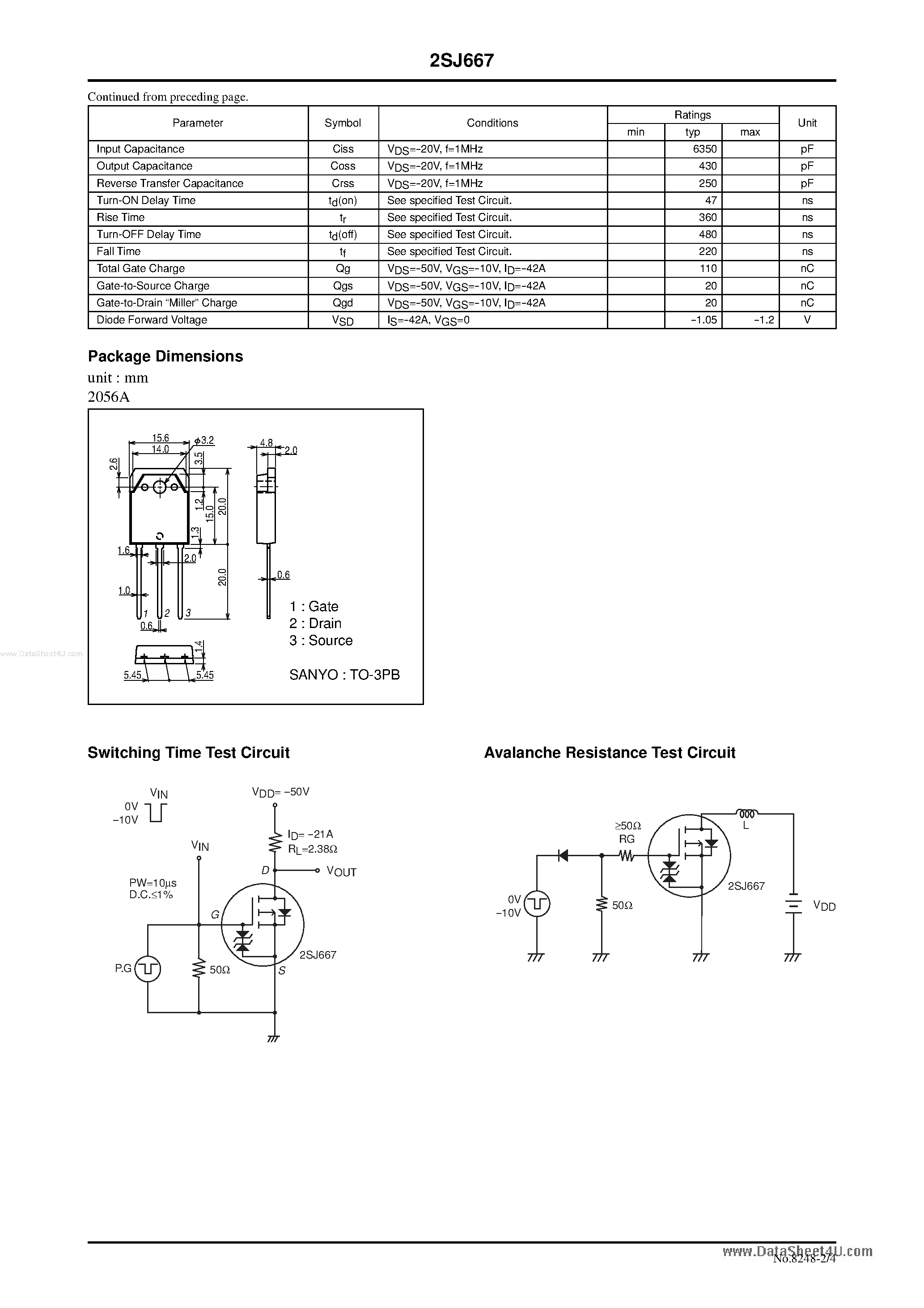 Datasheet 2SJ667 - General-Purpose Switching Device page 2