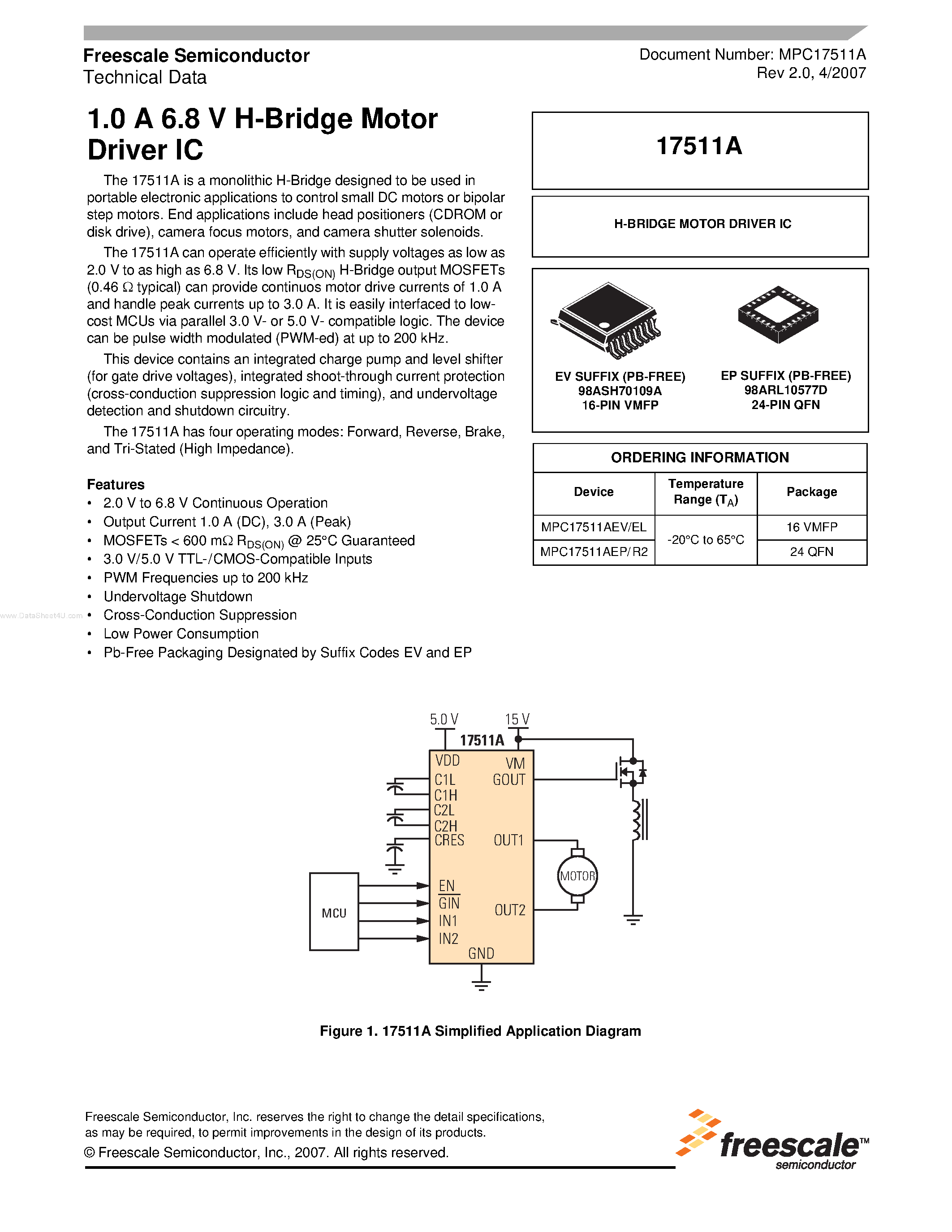 Даташит 17511A - H-Bridge Motor Driver IC страница 1