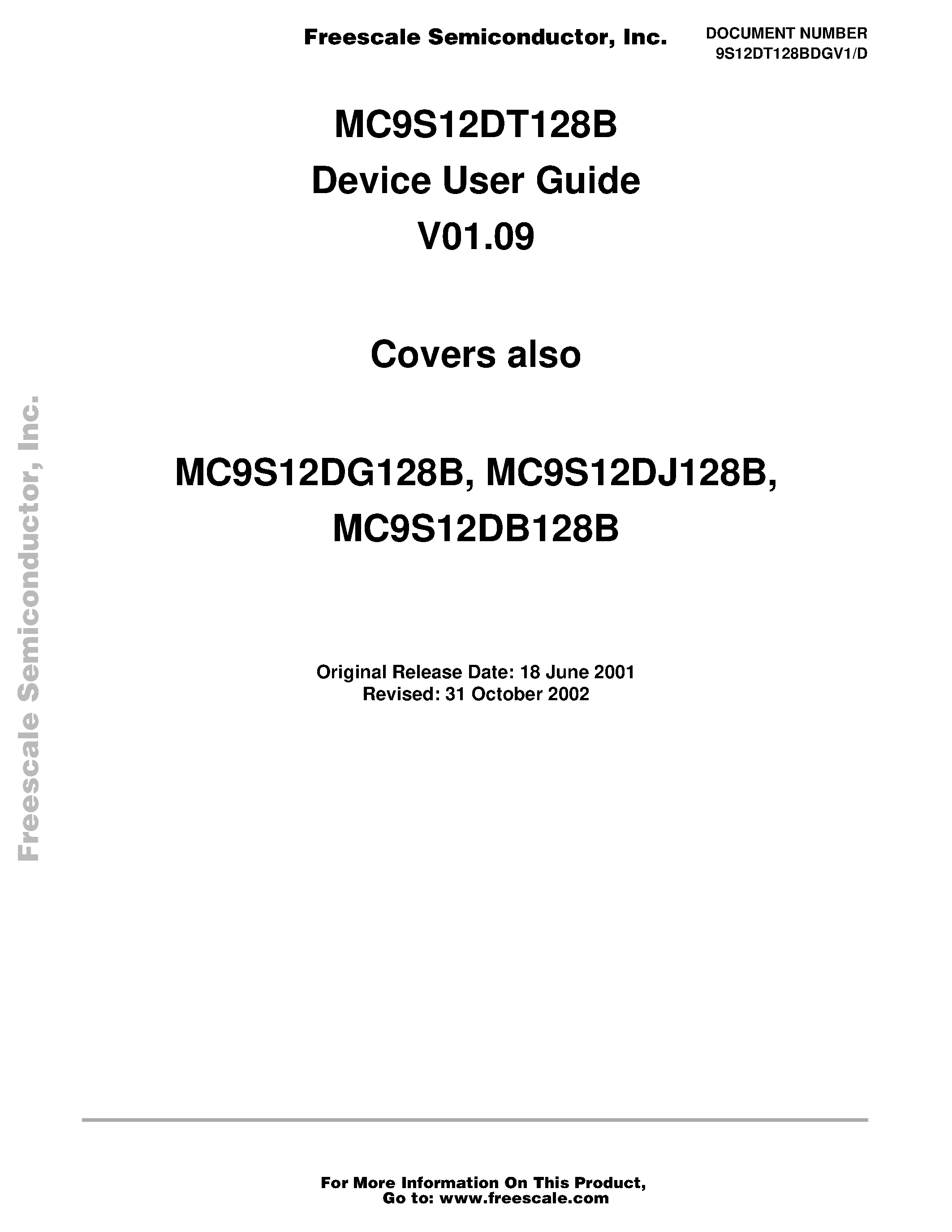 Даташит MC9S12DB128B - (MC9S12Dx128B) Device User Guide V01.09 страница 1