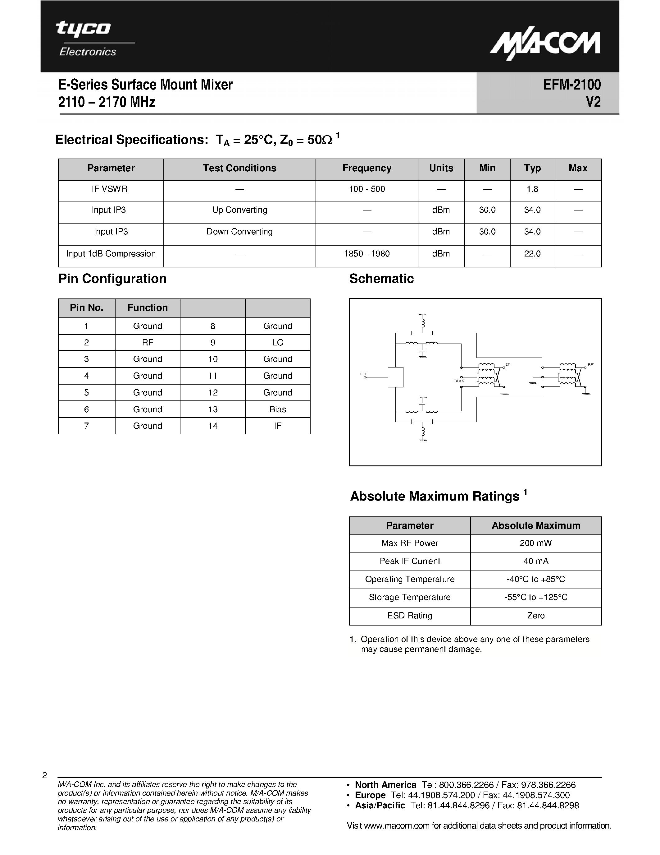 Datasheet EFM-2100 - E-Series Surface Mount Mixer page 2