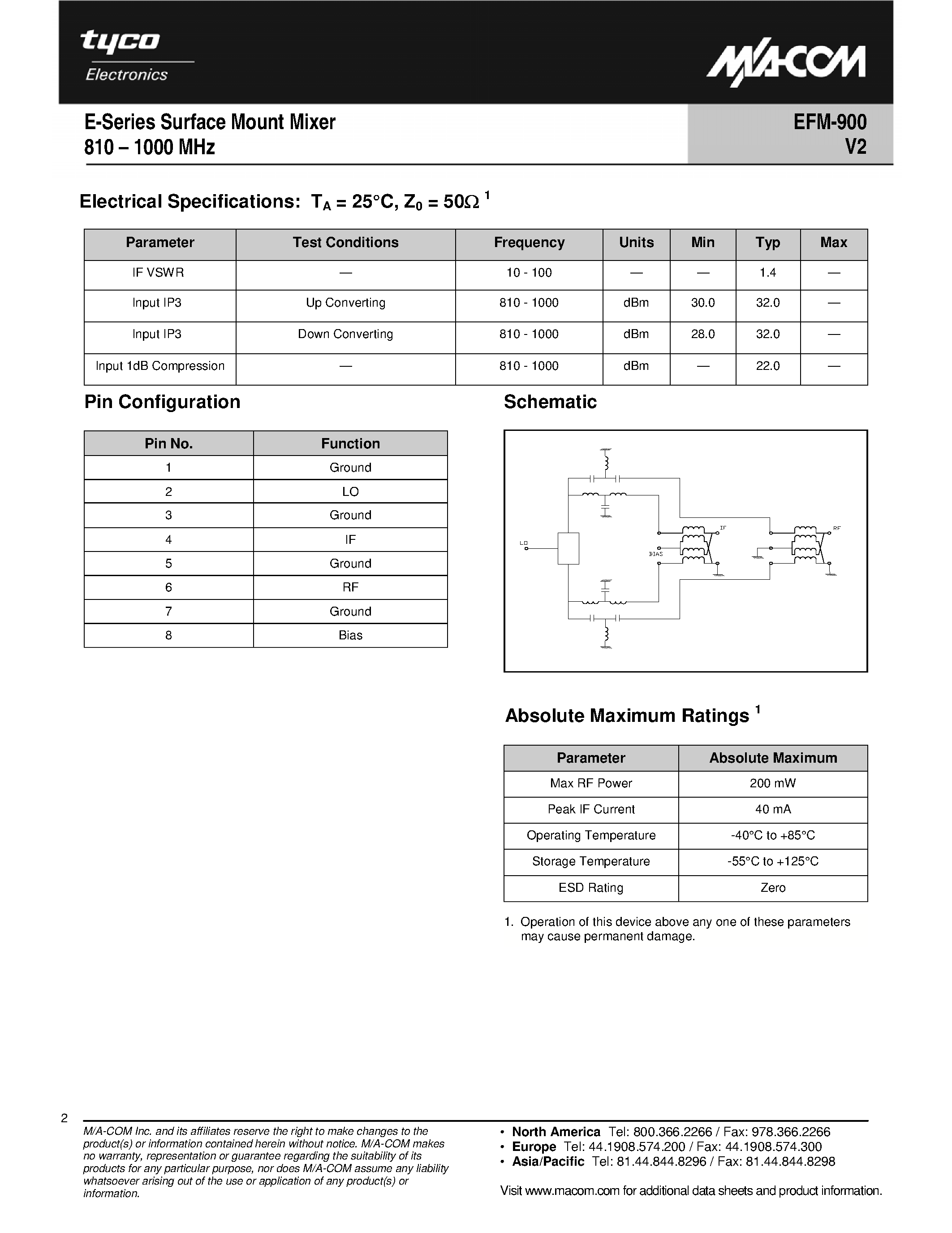 Datasheet EFM-900 - E-Series Surface Mount Mixer page 2