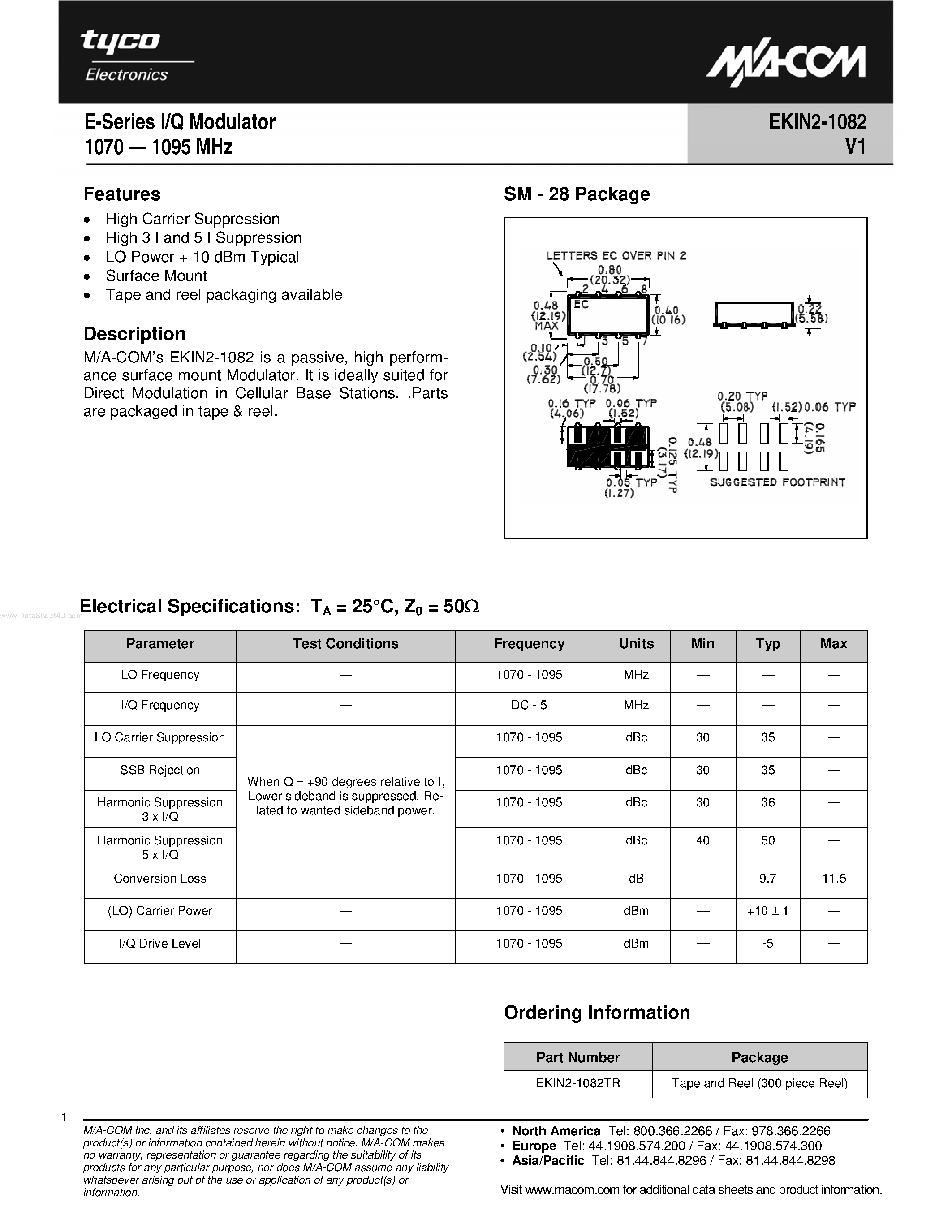 Datasheet EKIN2-1082 - E-Series I/Q Modulator page 1