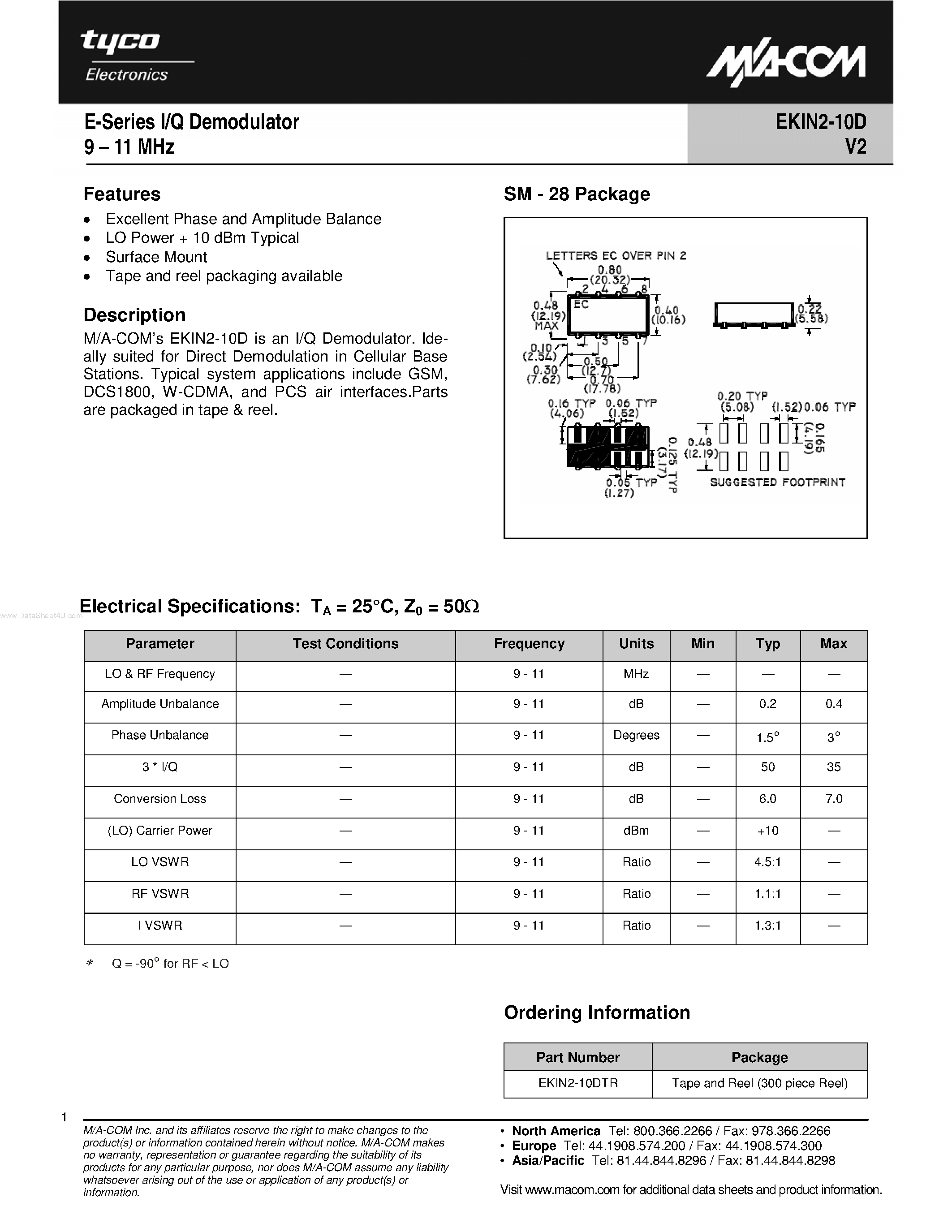 Datasheet EKIN2-10D - E-Series I/Q Demodulator page 1