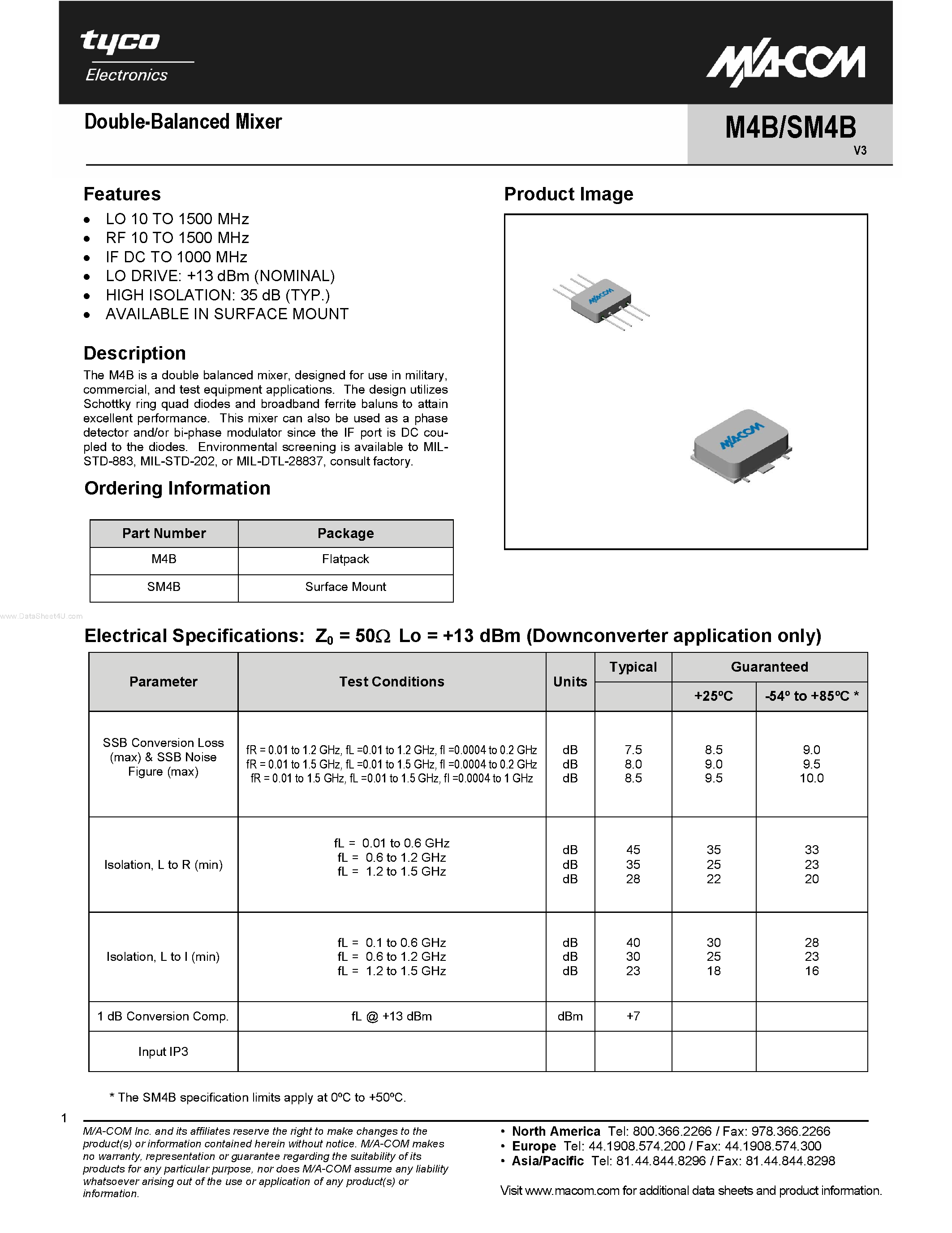 Datasheet SM4B - Double-Balanced Mixer page 1