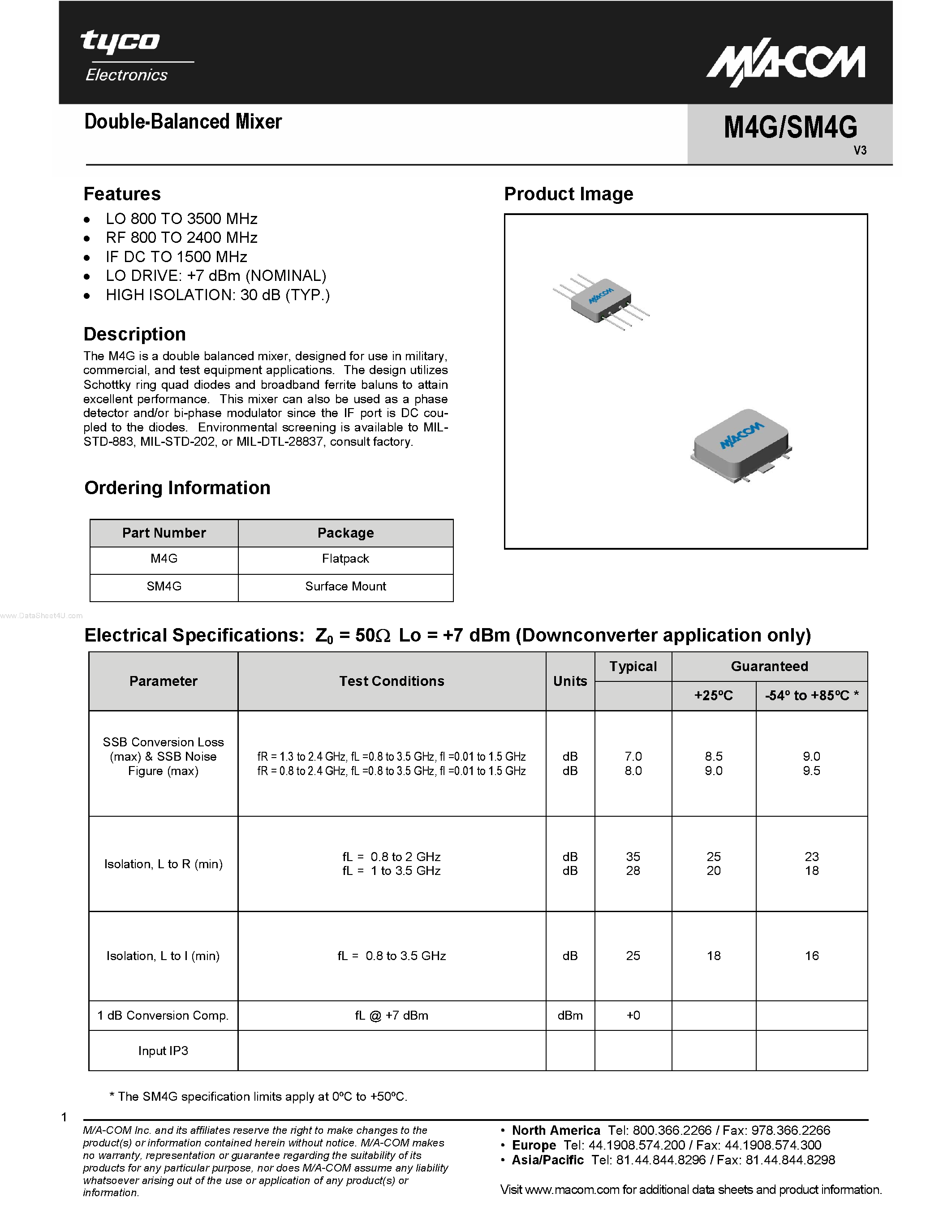 Datasheet SM4G - Double-Balanced Mixer page 1