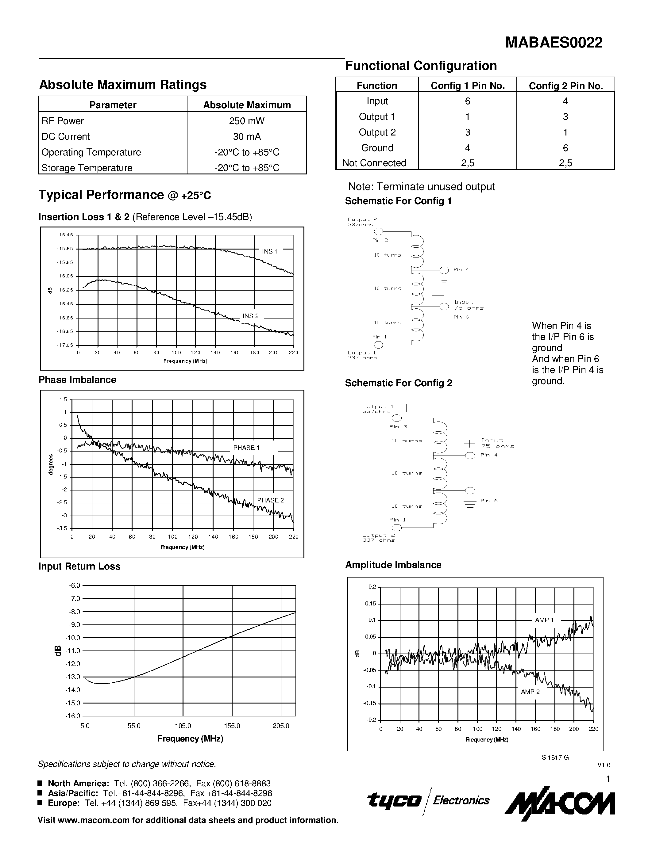 Даташит MABAES0022 - E-Series RF 9:1 Transmission line Step-up Transformer страница 2