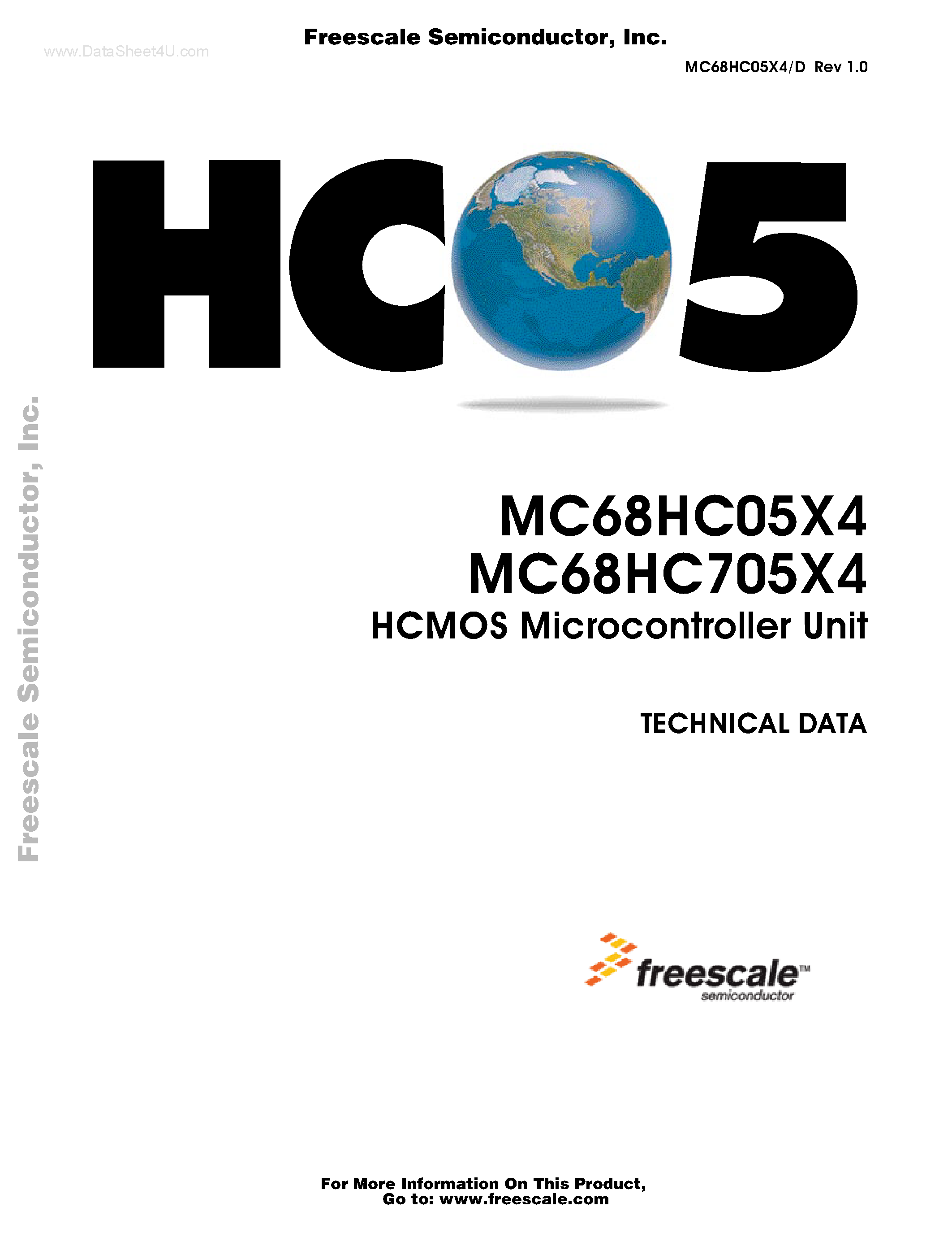 Даташит MC68HC05X4 - HCMOS Microcontroller Unit страница 1