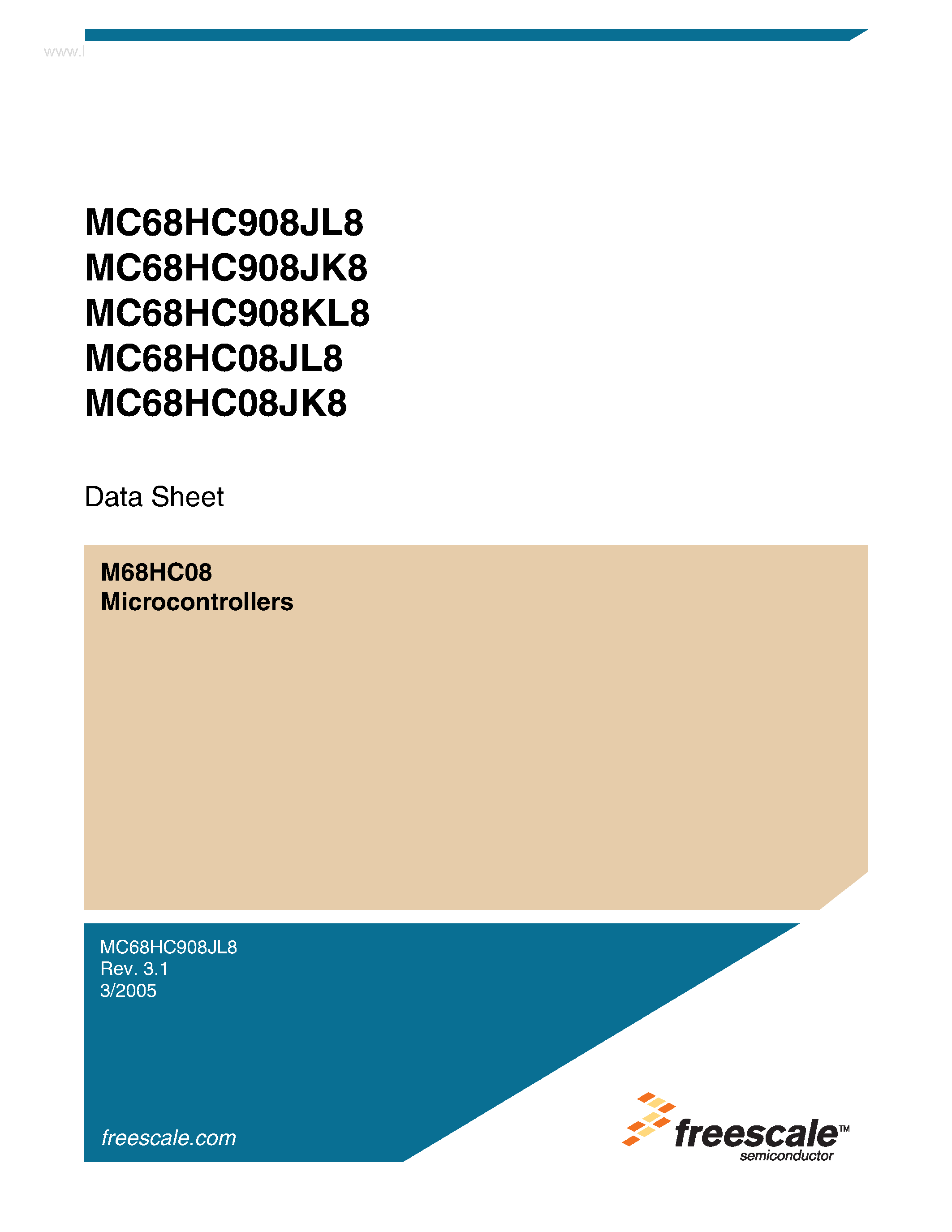 Datasheet MC68HC08JK8 - (MC68HCx08xx8) Microcontrollers page 1