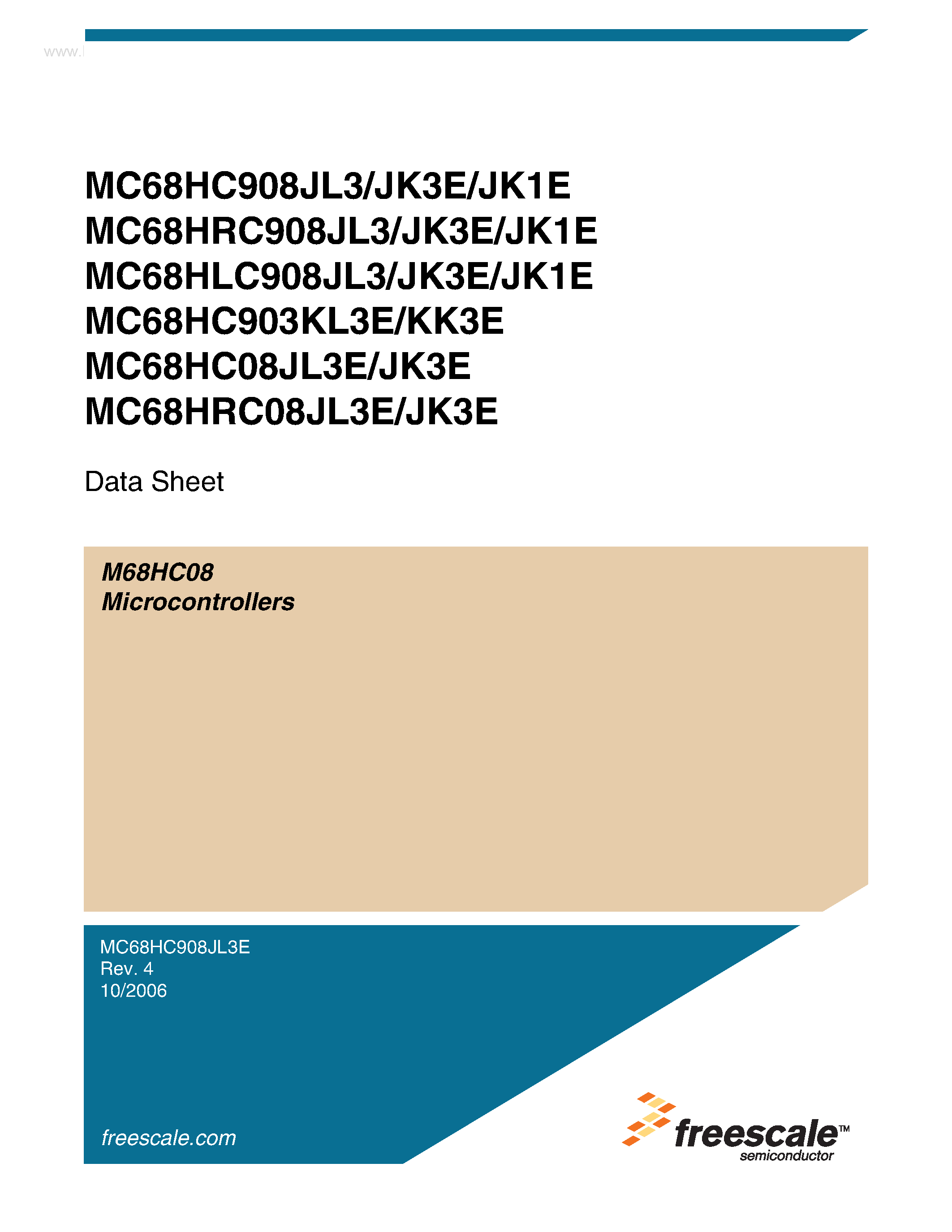 Datasheet MC68HC08JK3E - (MC68HCx03xxxx) Microcontrollers page 1