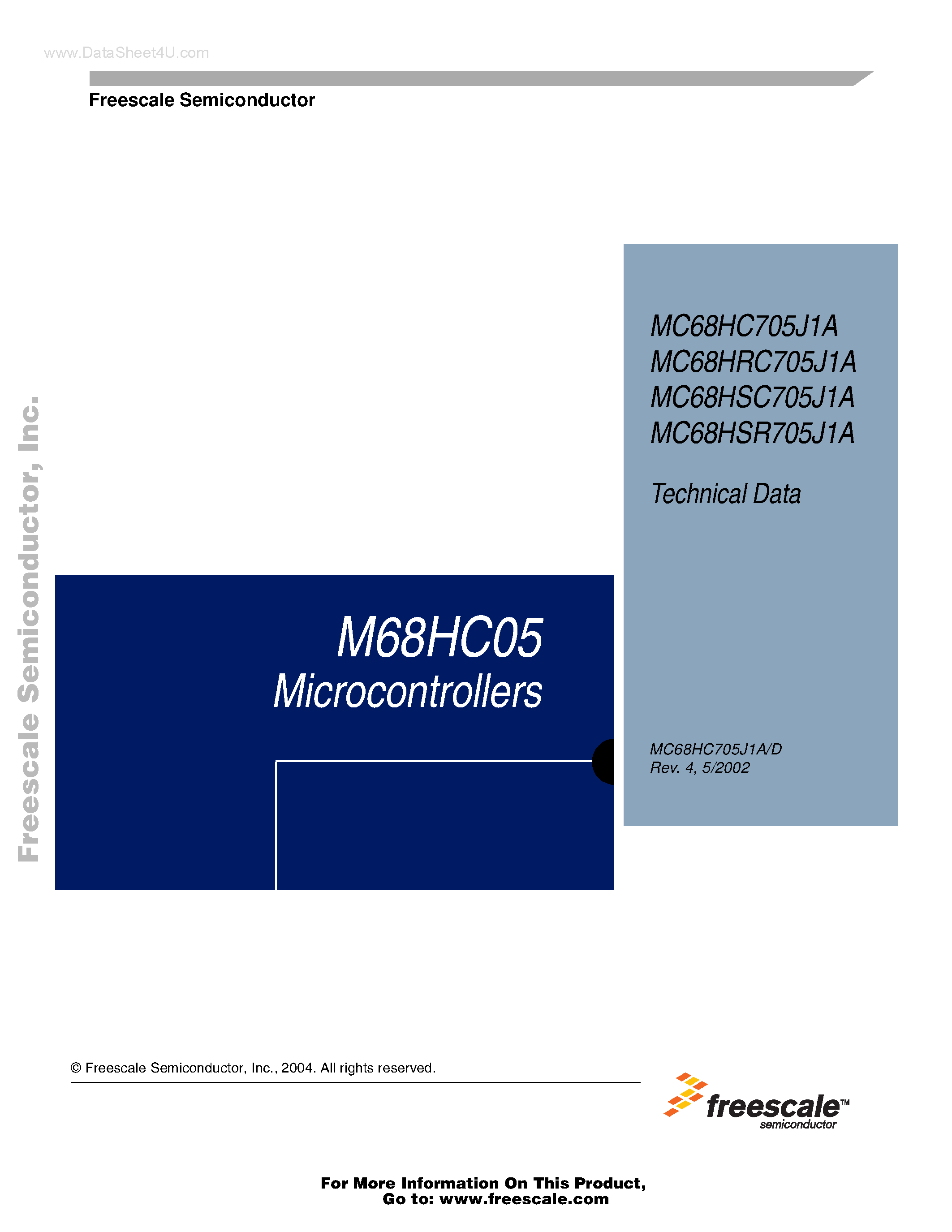 Datasheet MC68HC705J1A - (MC68HxC705J1A) Microcontrollers page 1