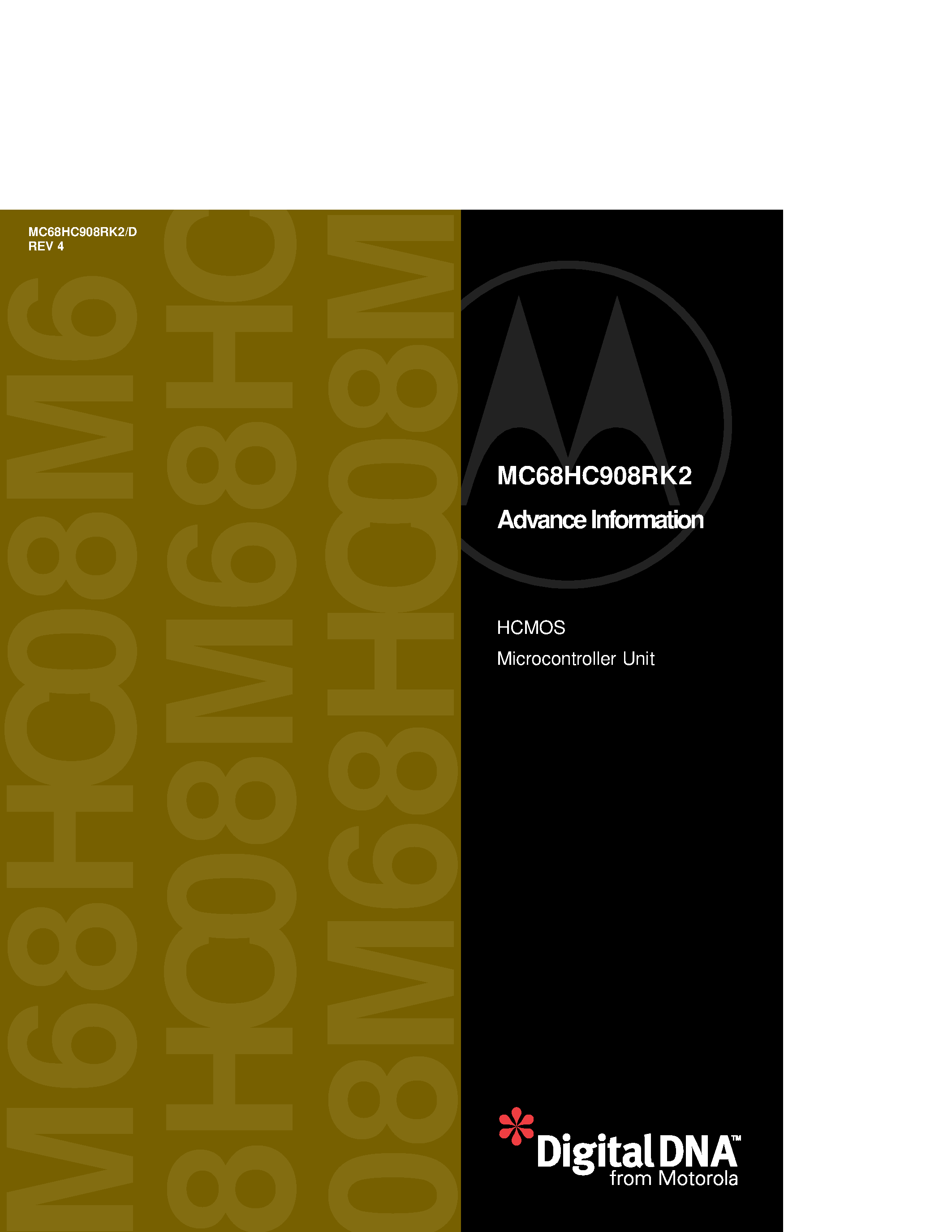 Datasheet MC68HC908RK2 - HCMOS Microcontroller Unit page 1