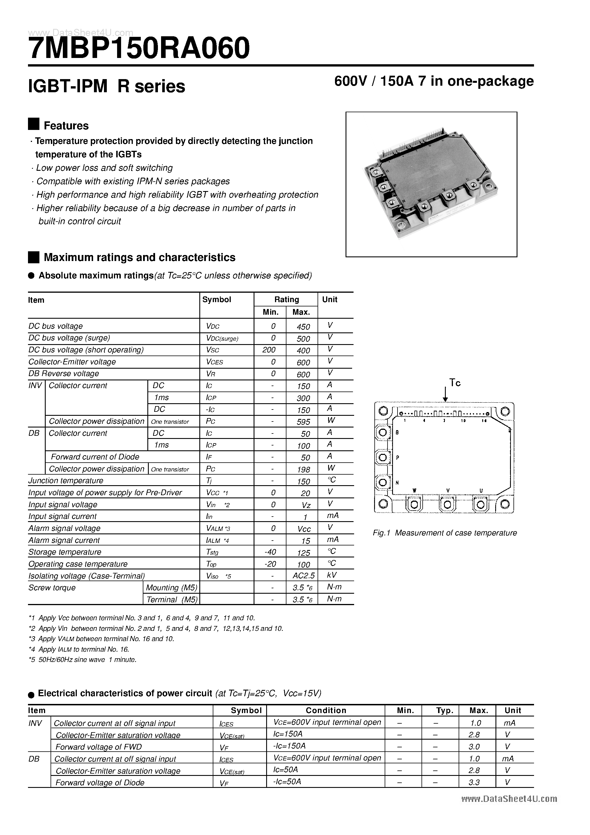 Datasheet 7MBP150RA060 - IGBT-IPM R Series page 1