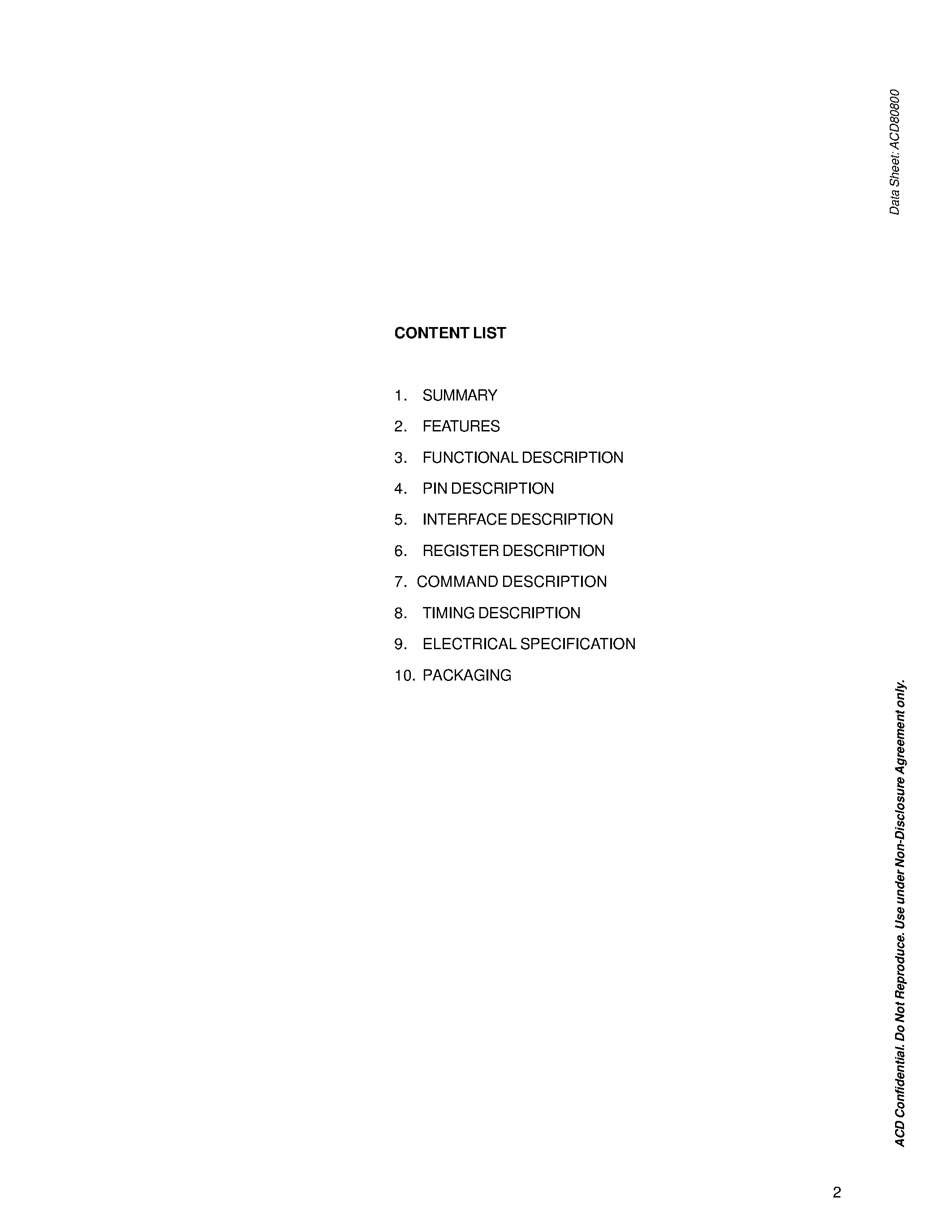 Datasheet ACD80800 - Address Resolution Logic page 2