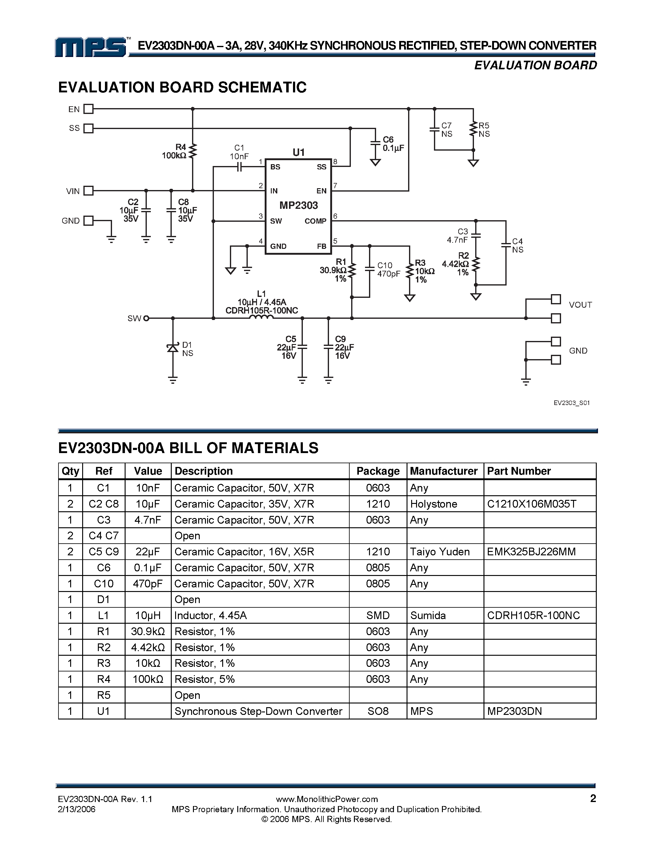 Datasheet EV2303DN-00A - 340KHz Synchronous Rectified Step-Down Converter page 2