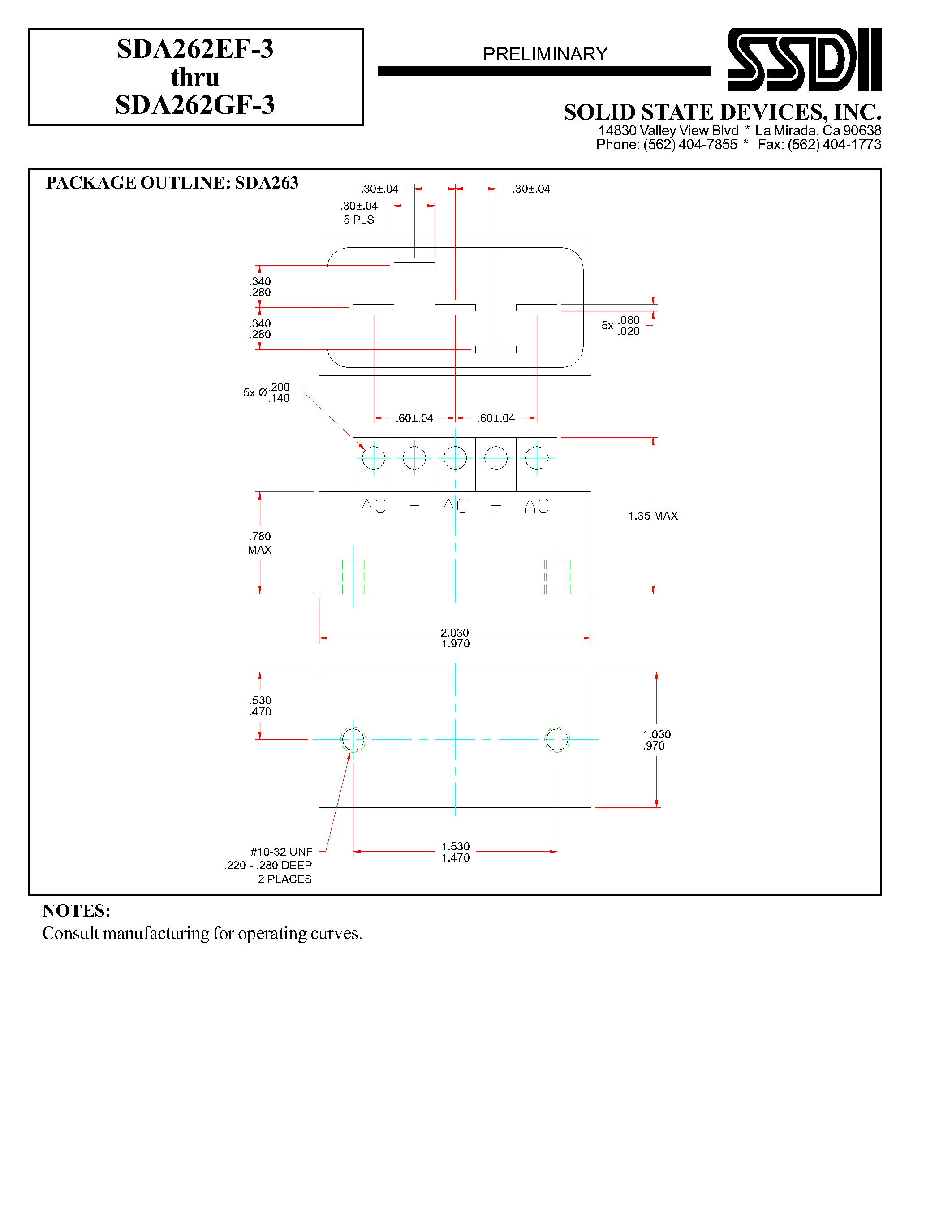 Даташит SDA262EF-3 - (SDA262xF-3) FAST RECOVERY THREE PHASE BRIDGE страница 2