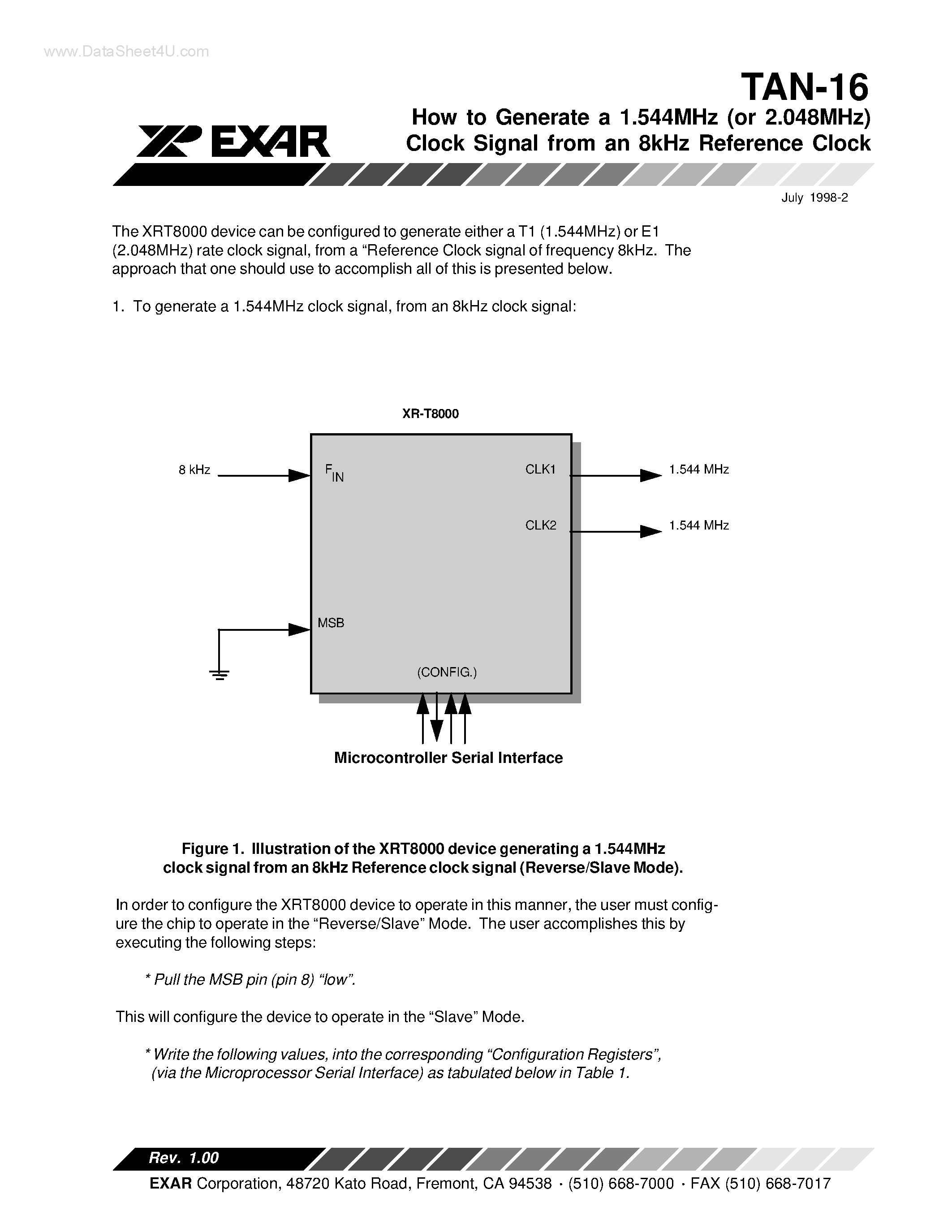 Даташит TAN-16 - How to Generate a 1.544MHz (or 2.048MHz) Clock Signal страница 1