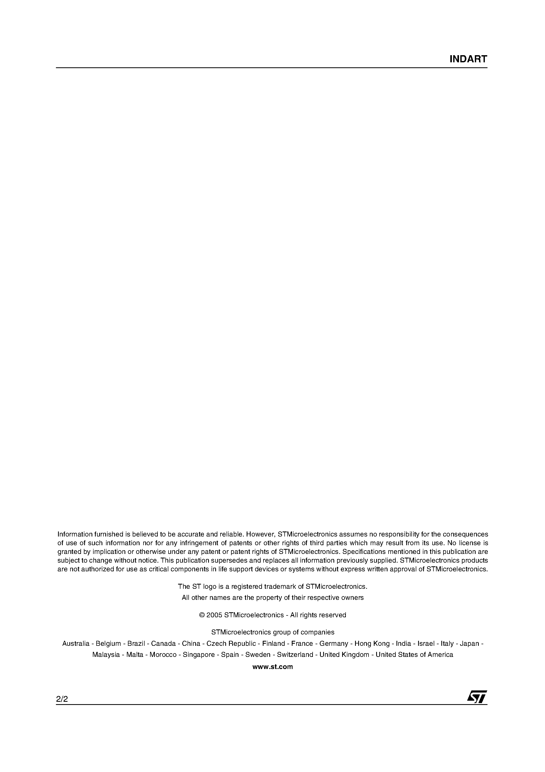 Datasheet ST7C254-INDART - (ST7xxxx-INDART) In-Circuit Debugging and In-Circuit Programming Tool page 2