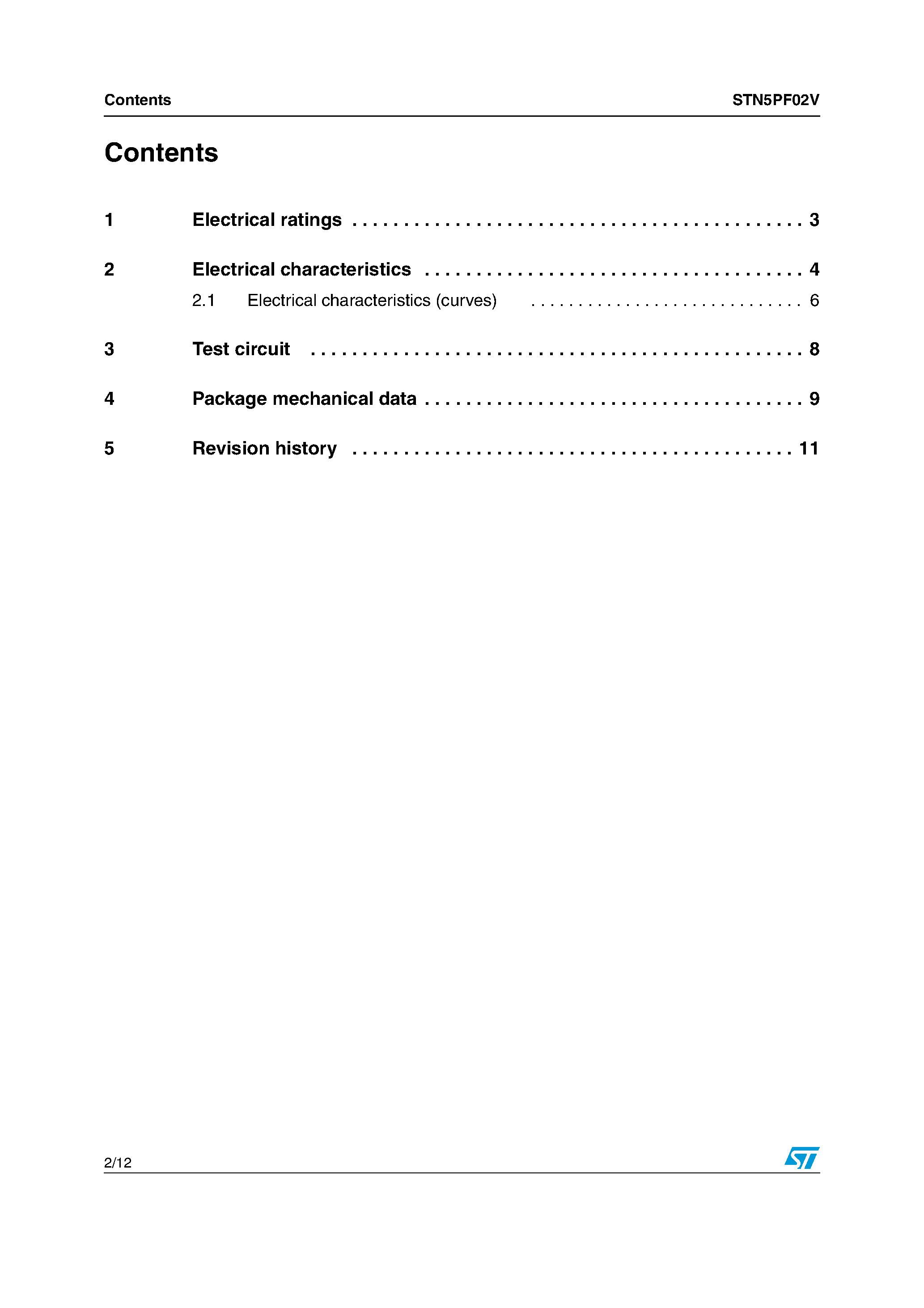 Даташит STN5PF02V - P-channel MOSFET страница 2