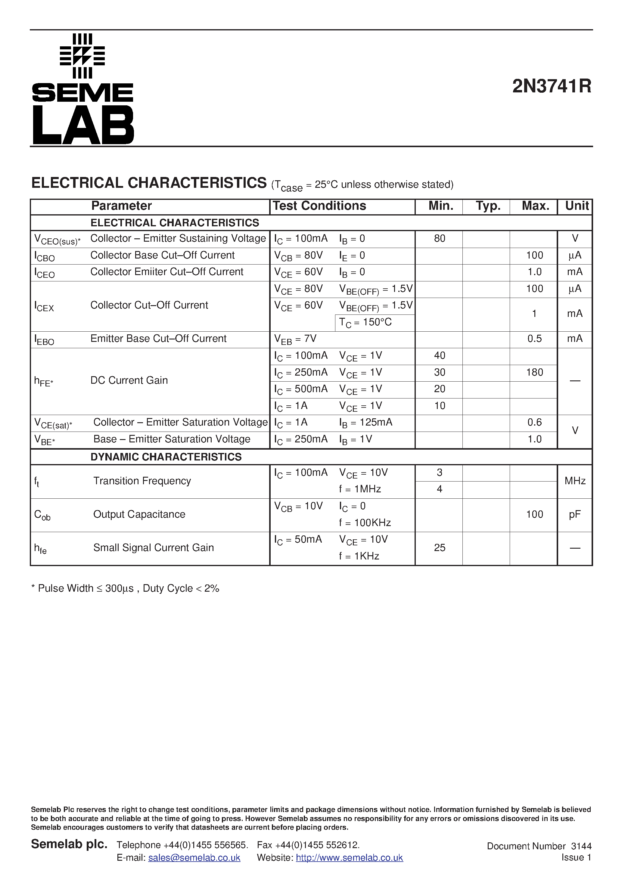 Datasheet 2N3741R - POWER TRANSISTORS PNP SILICON page 2