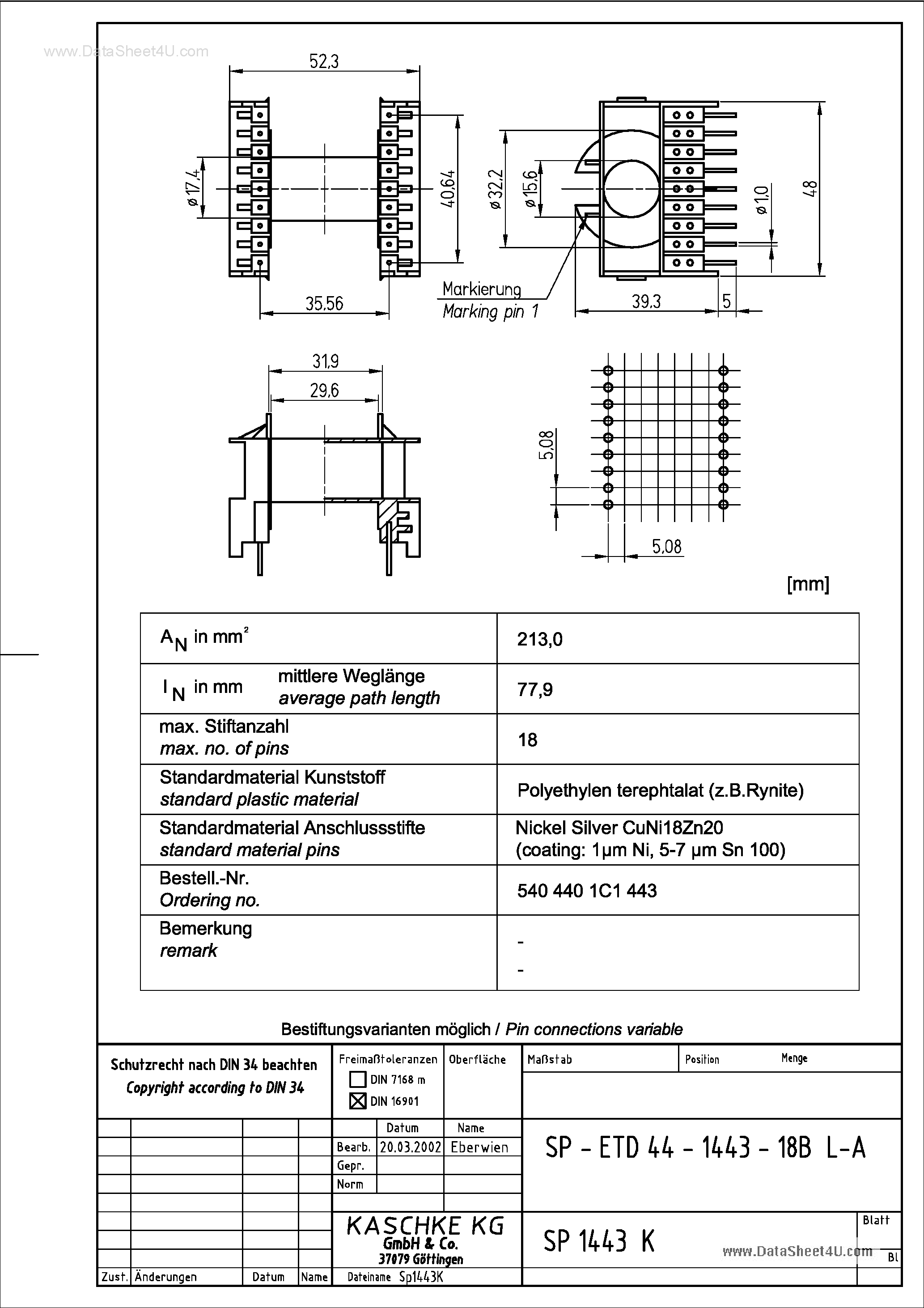 Даташит ETD44 - T-H BOBBIN страница 2