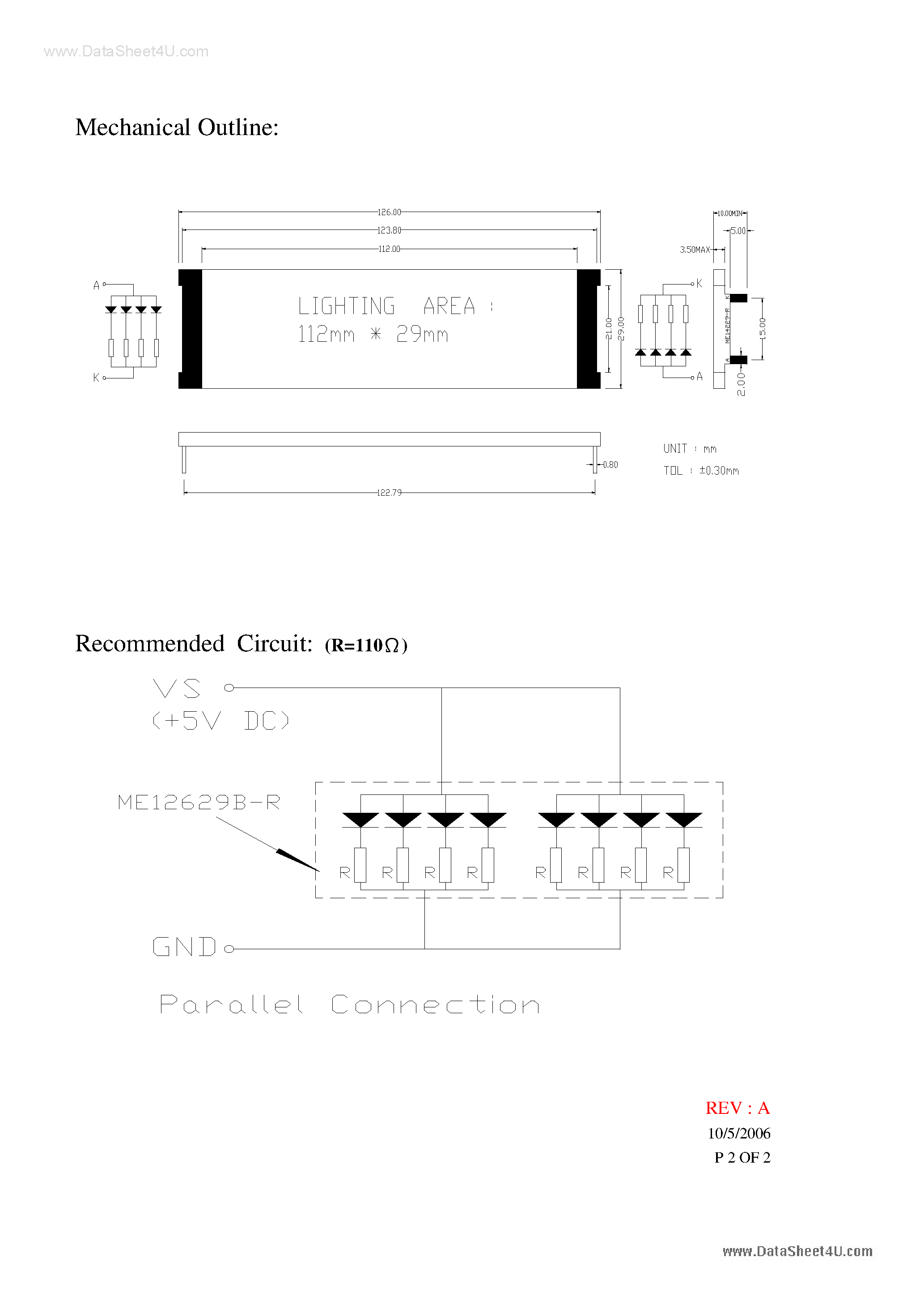 Datasheet ME12629B-R - BLUE SIDE BACKLIGHT page 2