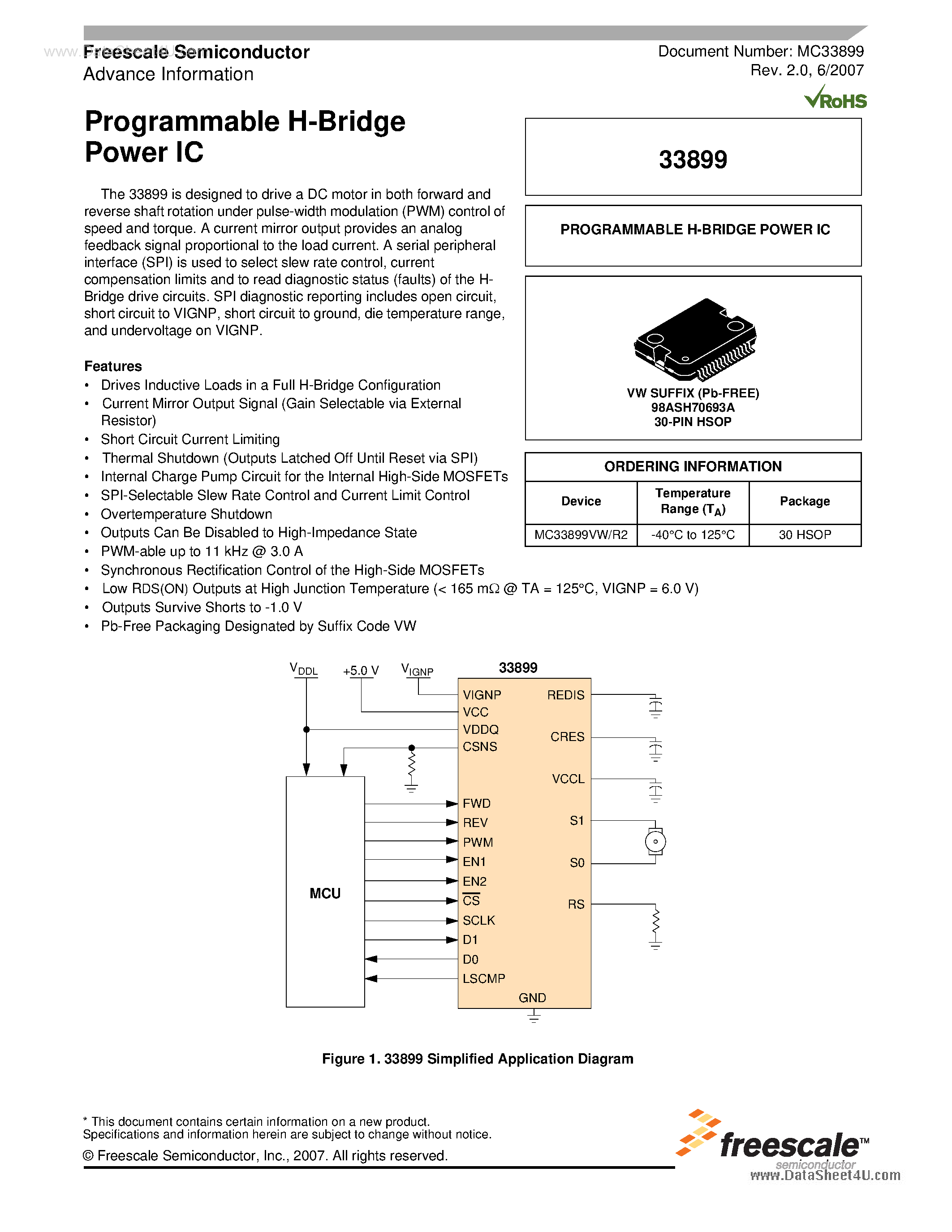 Даташит MC33899 - Programmable H-Bridge Power IC страница 1