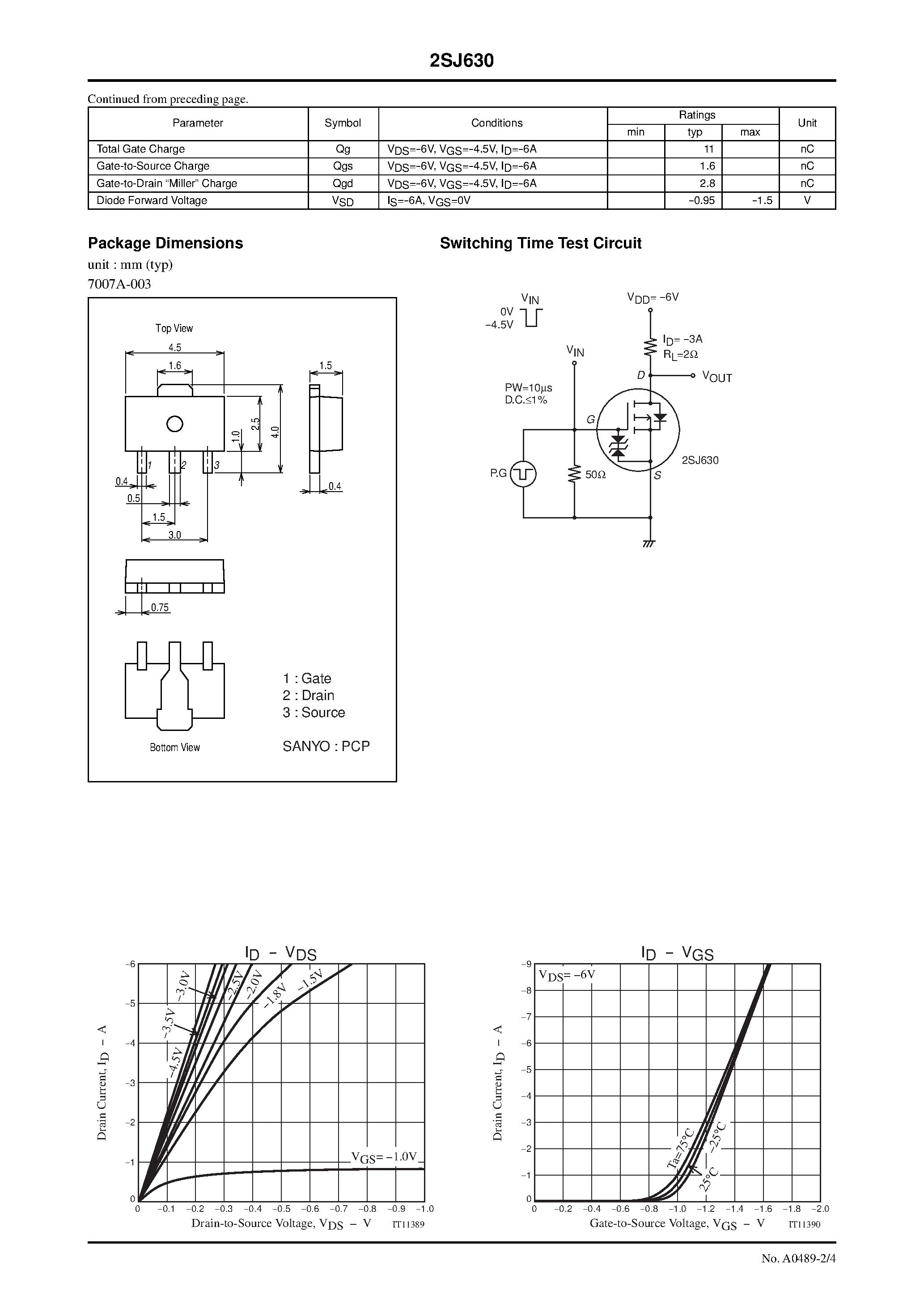 Datasheet 2SJ630 - General-Purpose Switching Device Applications page 2