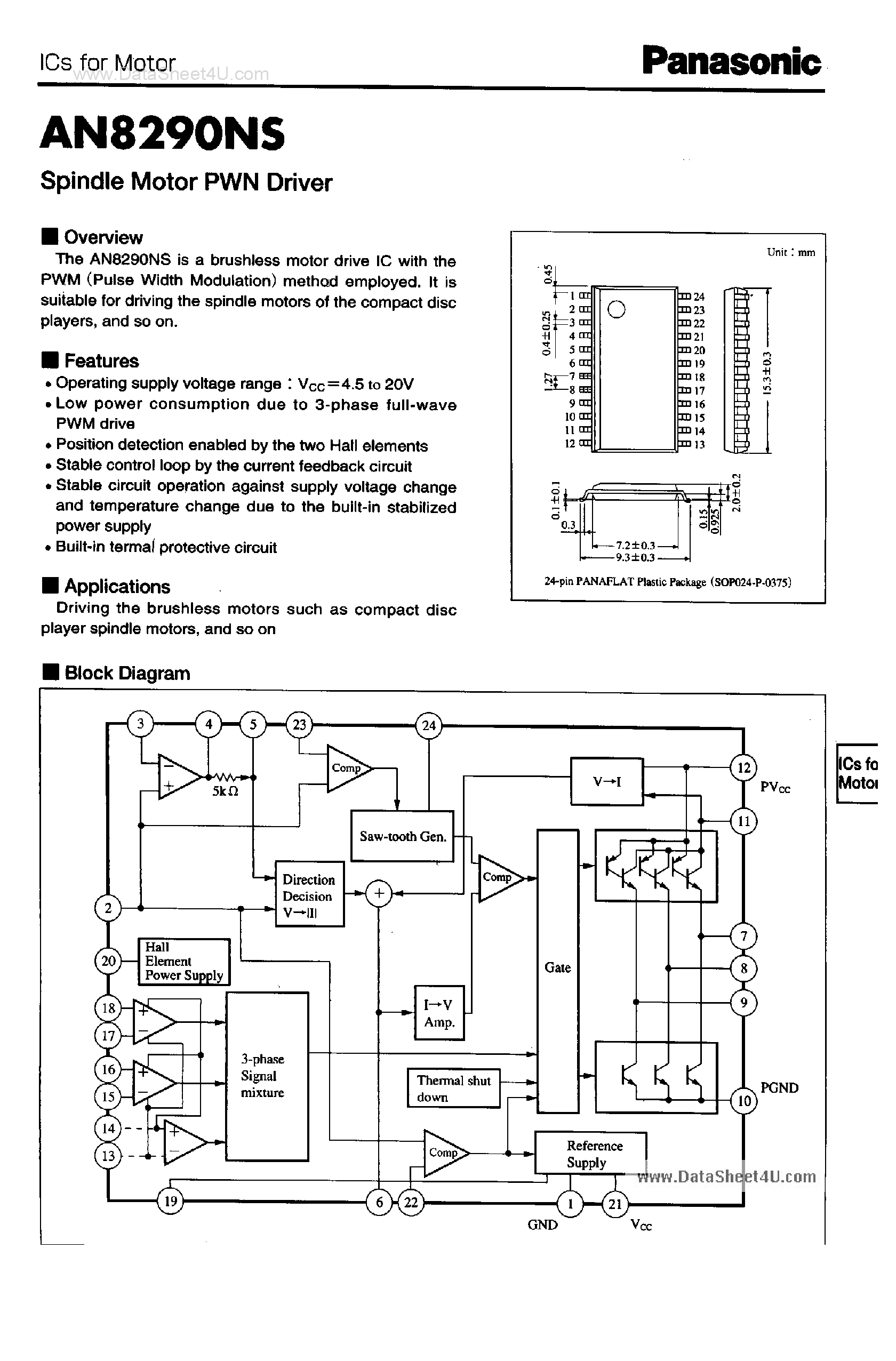 Даташит AN8290NS - Spindle Motor PWN Driver страница 1