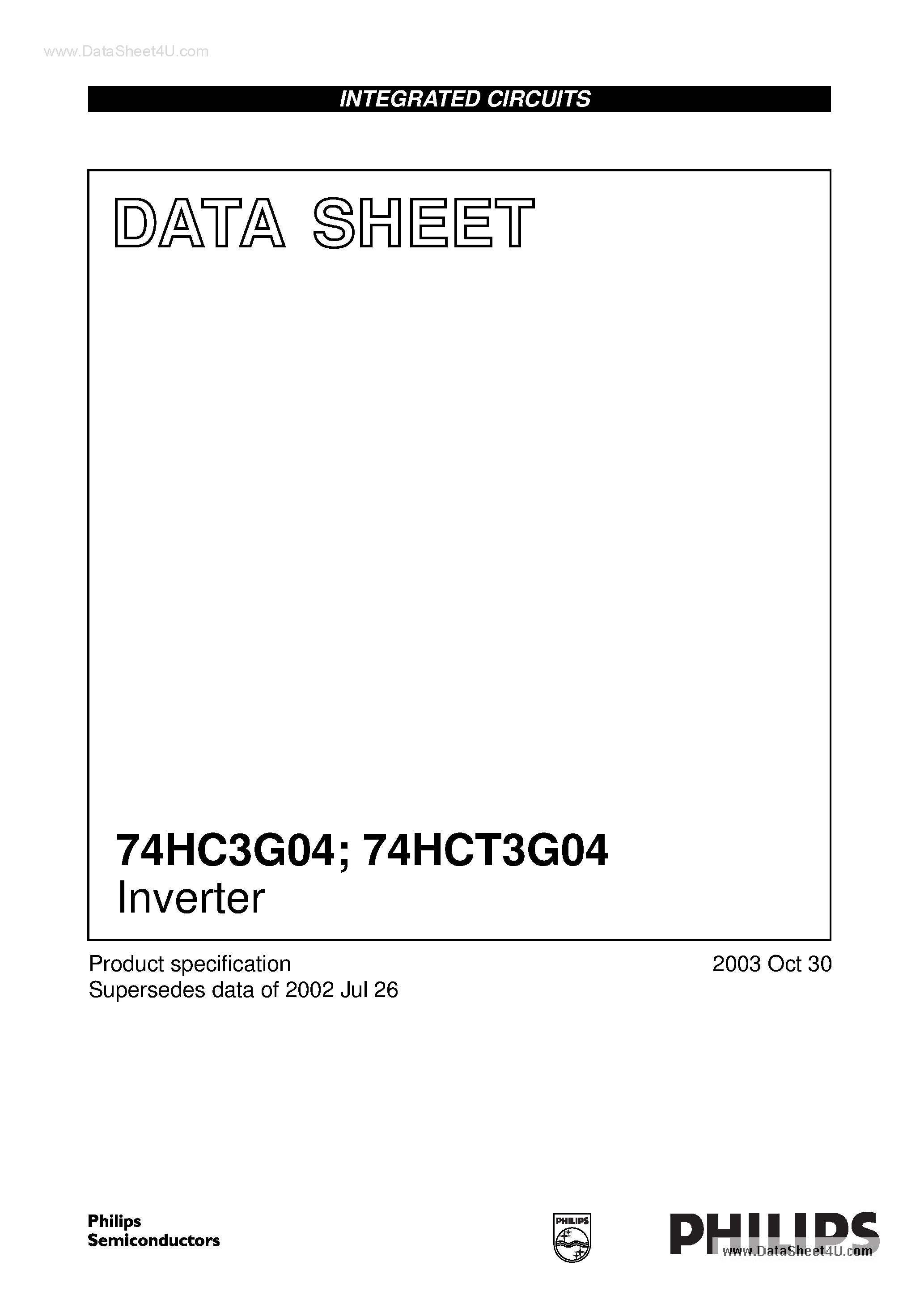 Datasheet 74HC3G04 - Inverter page 1