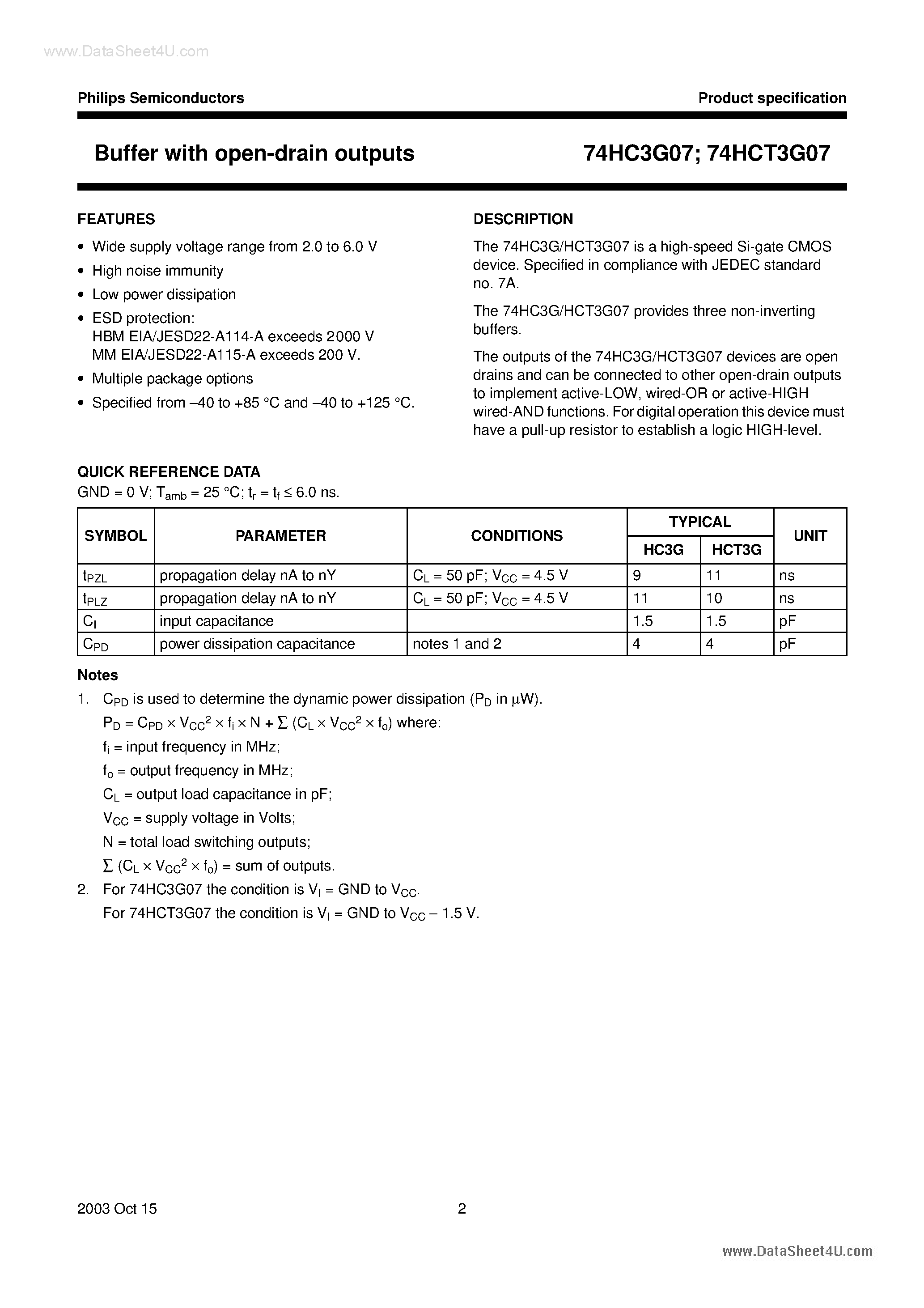 Datasheet 74HC3G07 - Buffer page 2