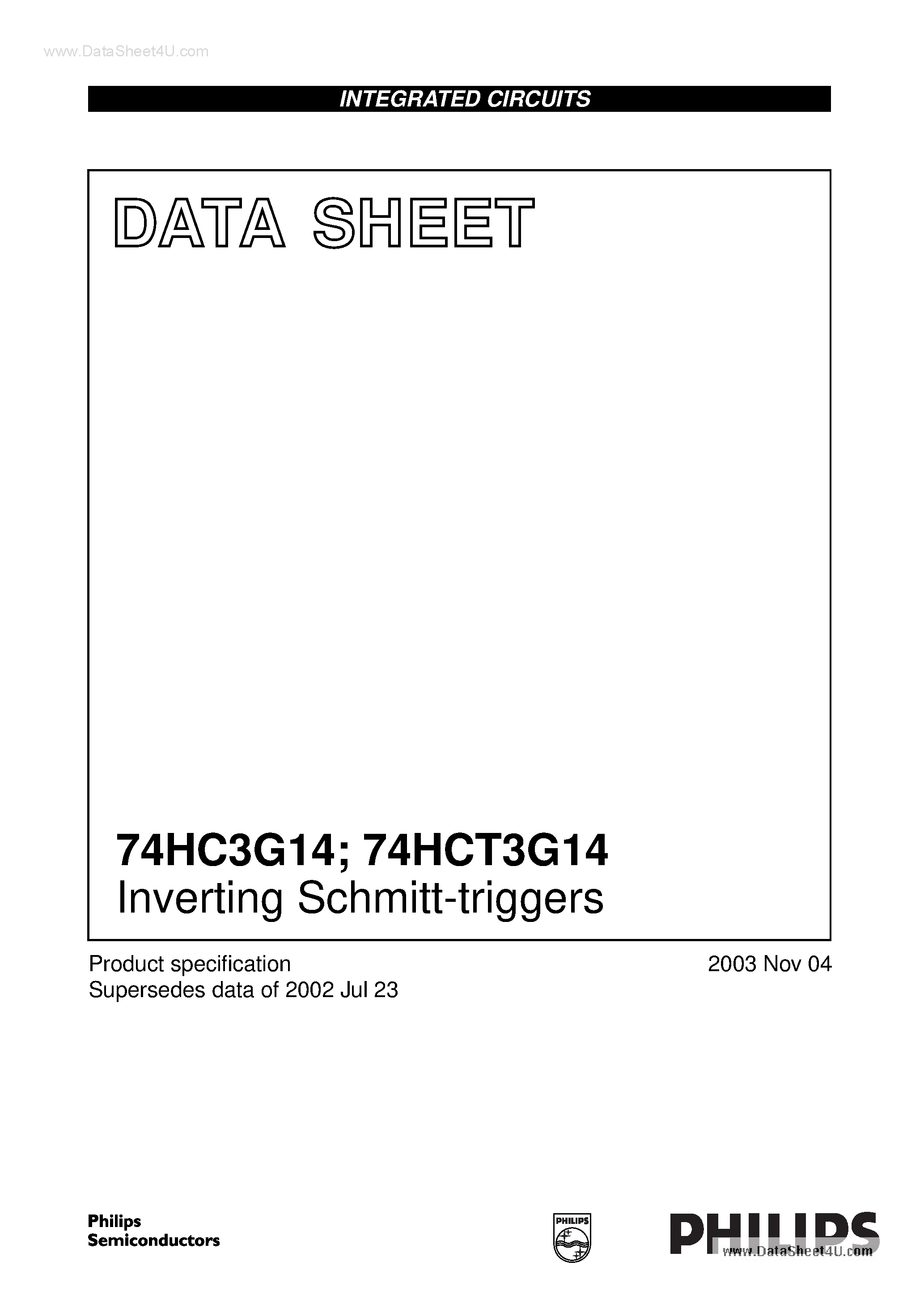 Datasheet 74HC3G14 - Inverting Schmitt-triggers page 1