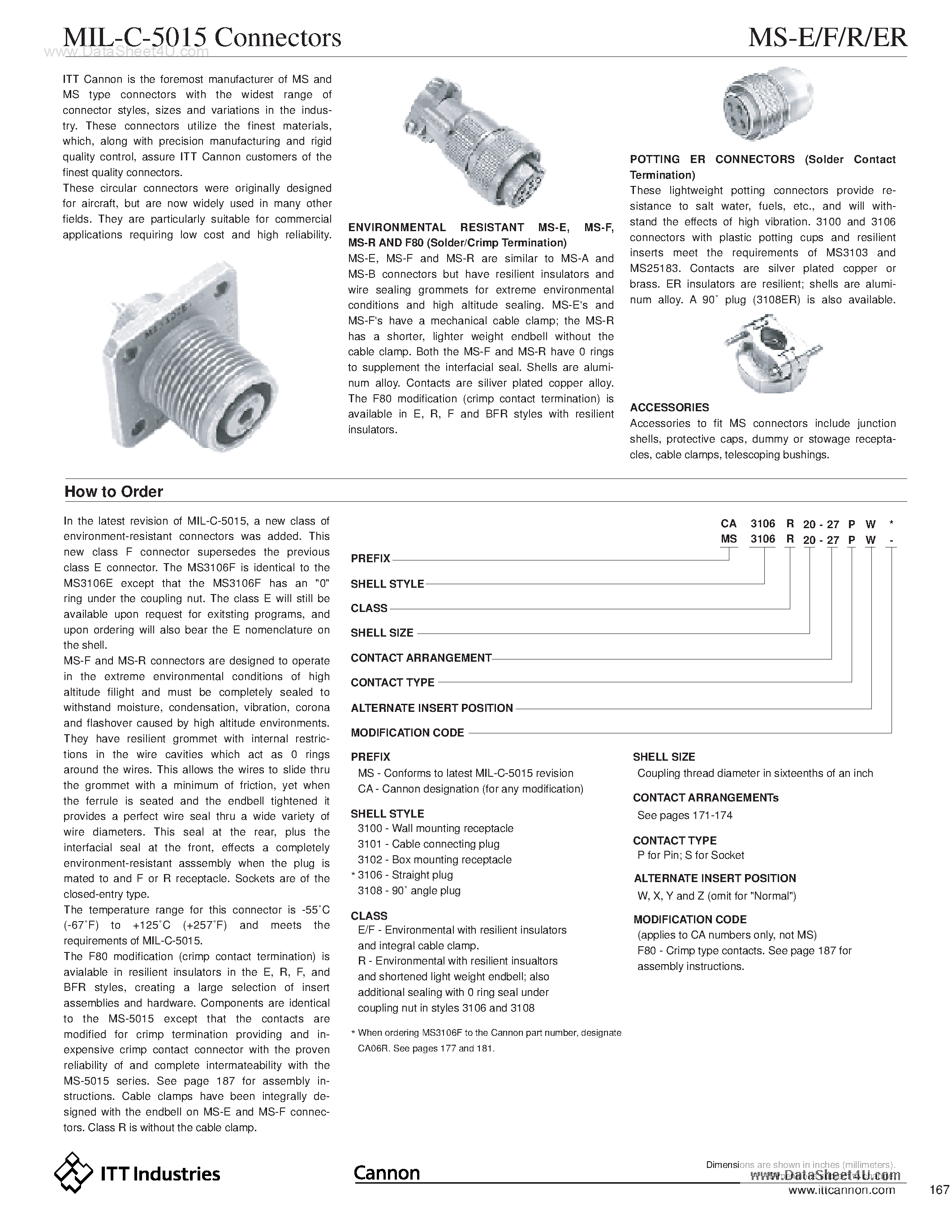 Datasheet MS3106E20-xxx - MIL-C-5015 Connectors page 1