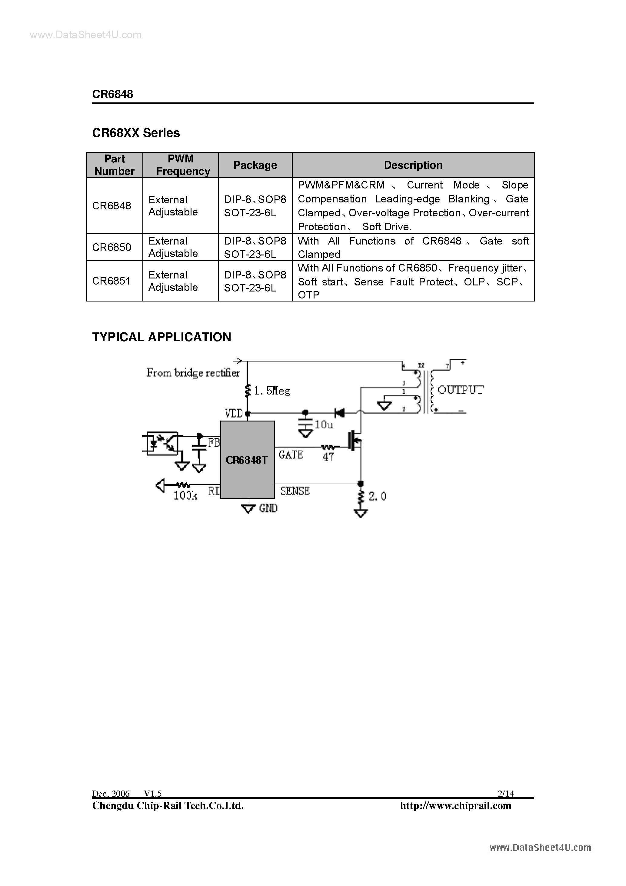 Даташит на микросхему CR6848 страница 2 Даташит CR6848 - Npvel Low Cost Green-Power PWM Controller страница 2