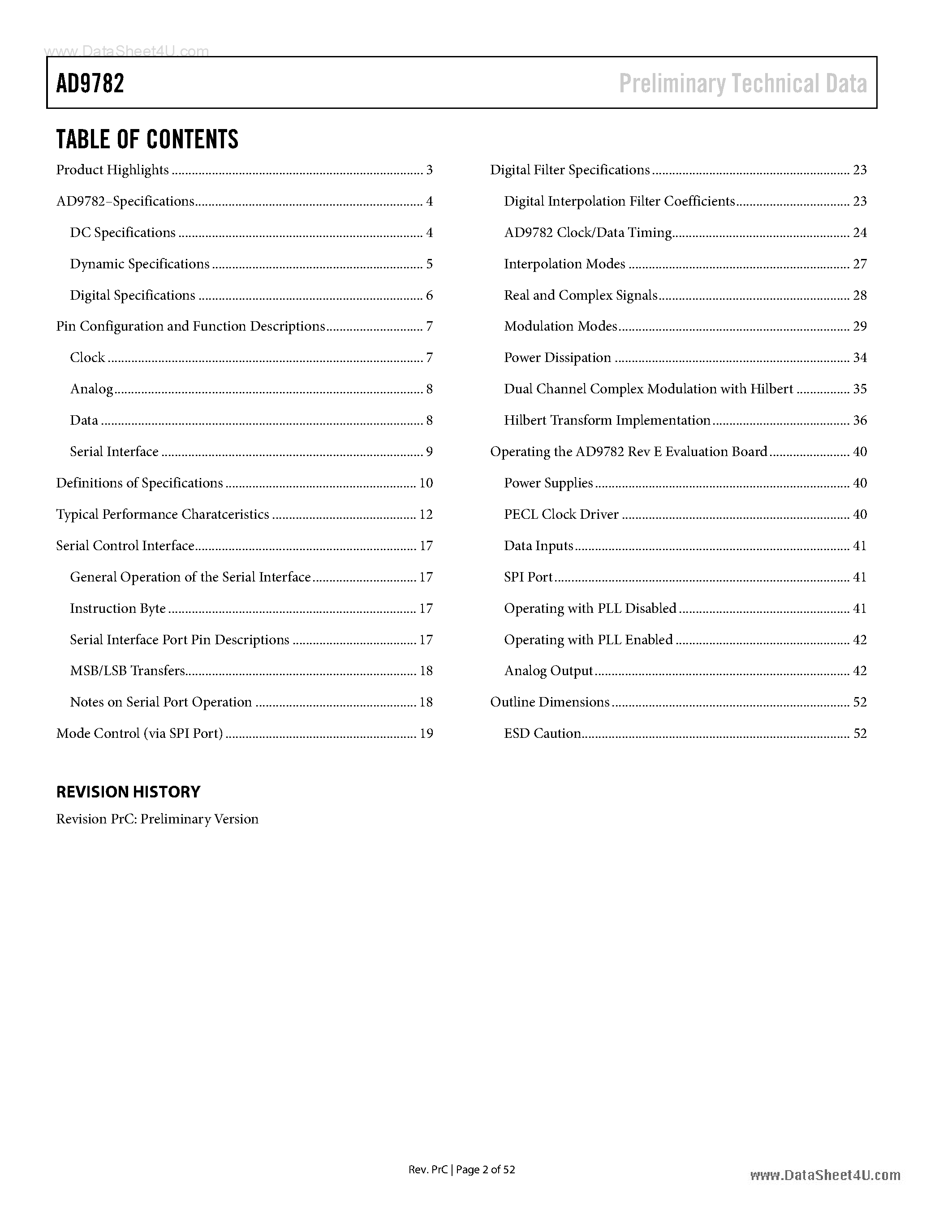 Datasheet AD9782 - 200 MSPS/500 MSPS TxDAC page 2